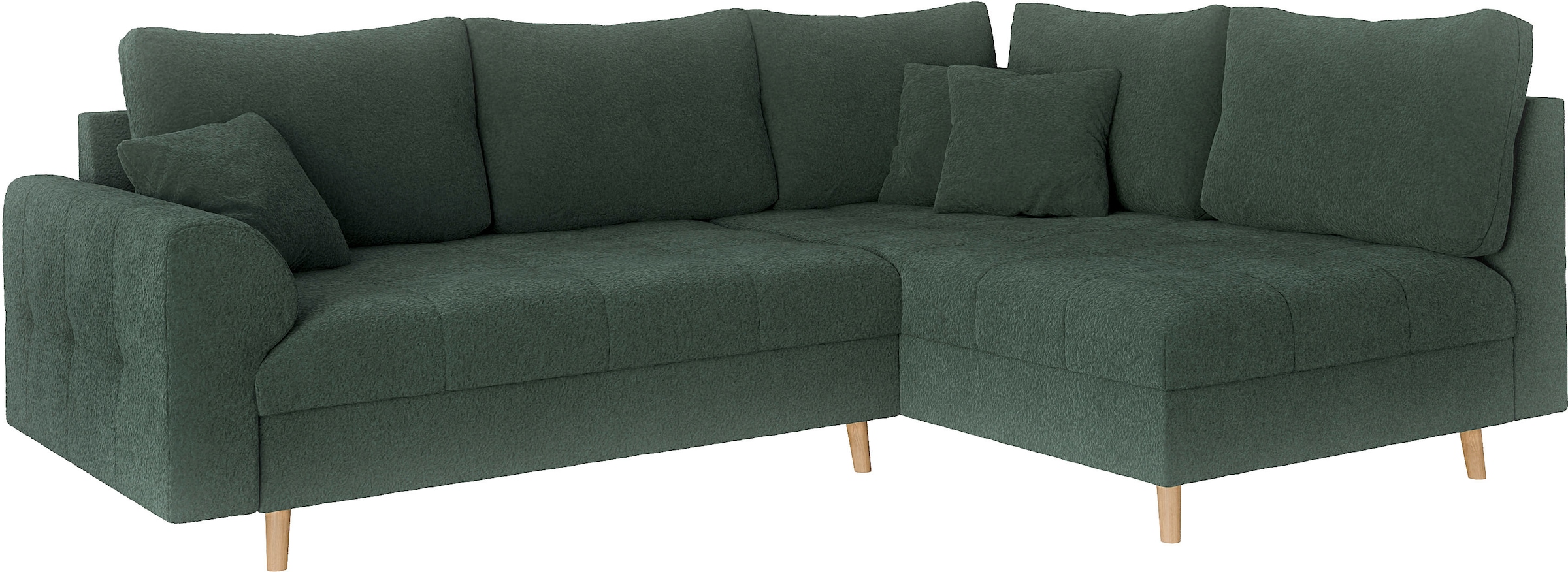 Home affaire Ecksofa »CHARRE L-Form mit Ottomane, Maße B/T/H: 231/161/81 cm«, feine Steppung, lose Rücken- und Zierkissen, auch in Cord und Bouclé