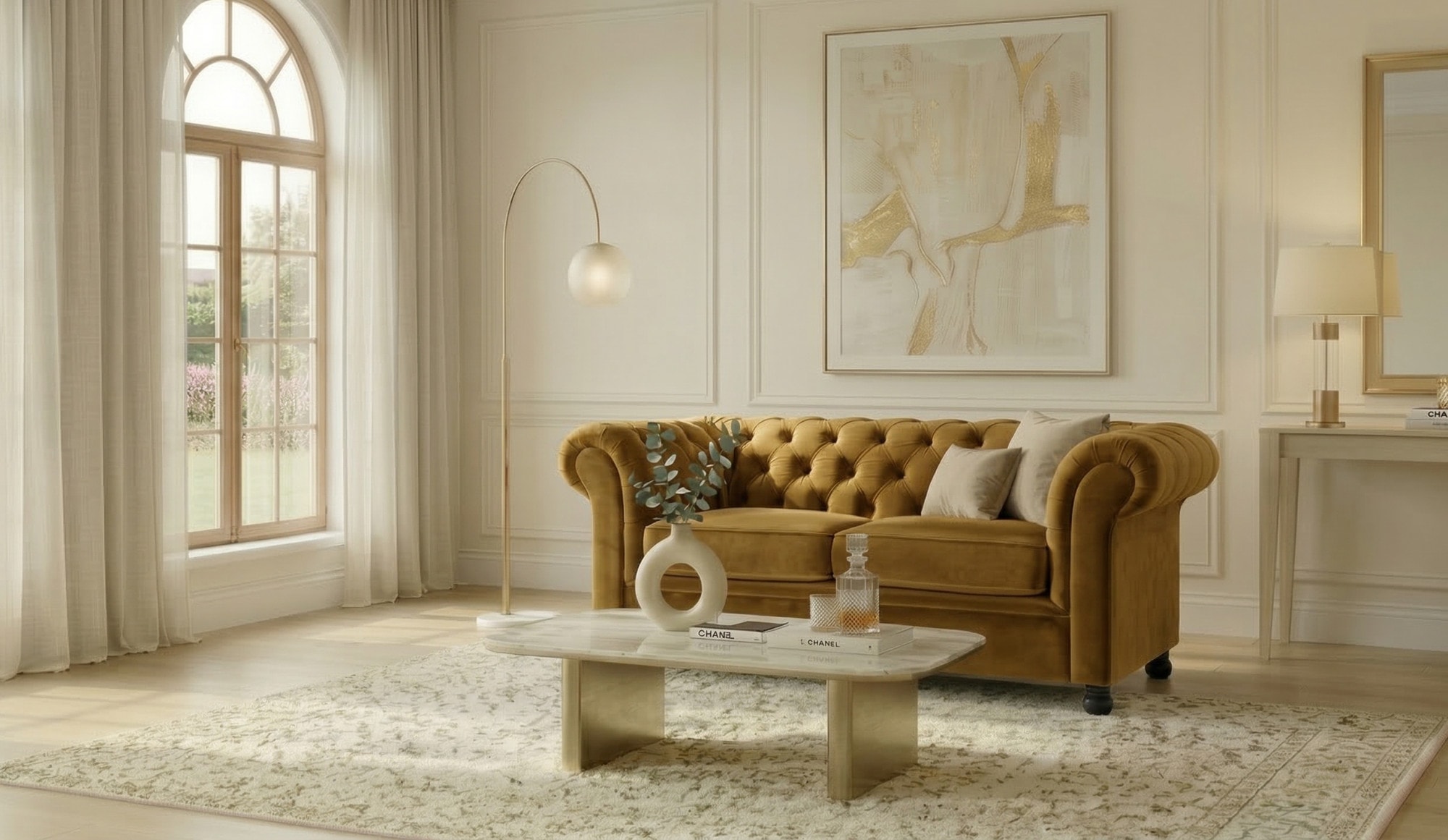 Home affaire 2-Sitzer "BRONNOY Chesterfield Sofa mit aufwendiger Knopfheftung, Breite 152 cm" Sofa mit geschwungenen Armlehnen, Chesterfield-Optik, Glamour
