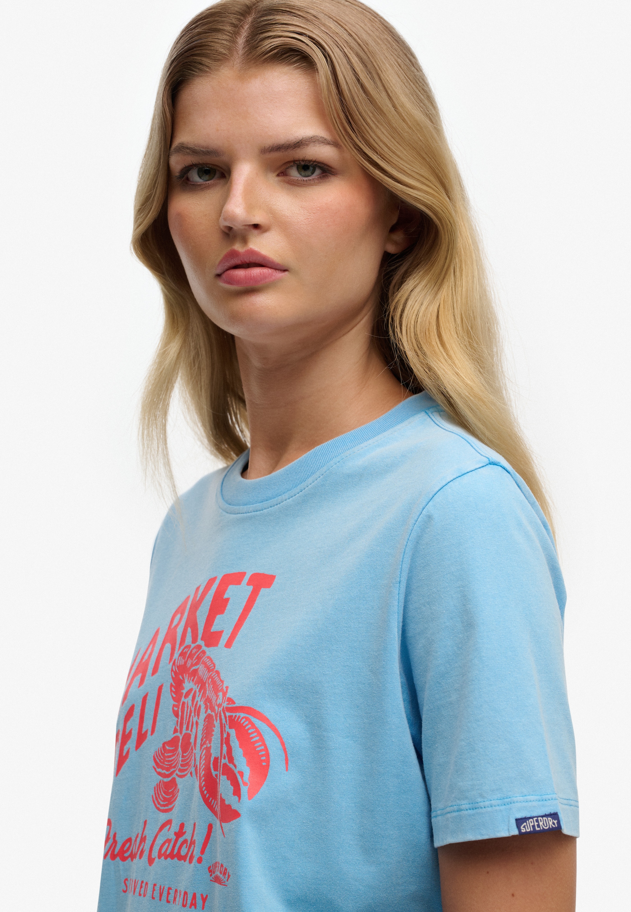 Superdry Print-Shirt »ROADSIDE TRADE RELAXED TEE« aus Baumwolle in Single Jersey, Relaxed Fit, Kurzarm