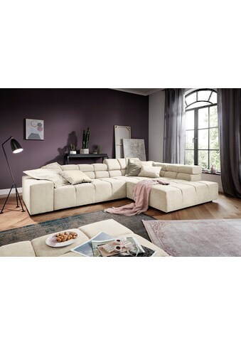 Ecksofa »Ancona incl. Kopfteilverstellung, Zierkissen B/T/H: 319/210/70 cm«