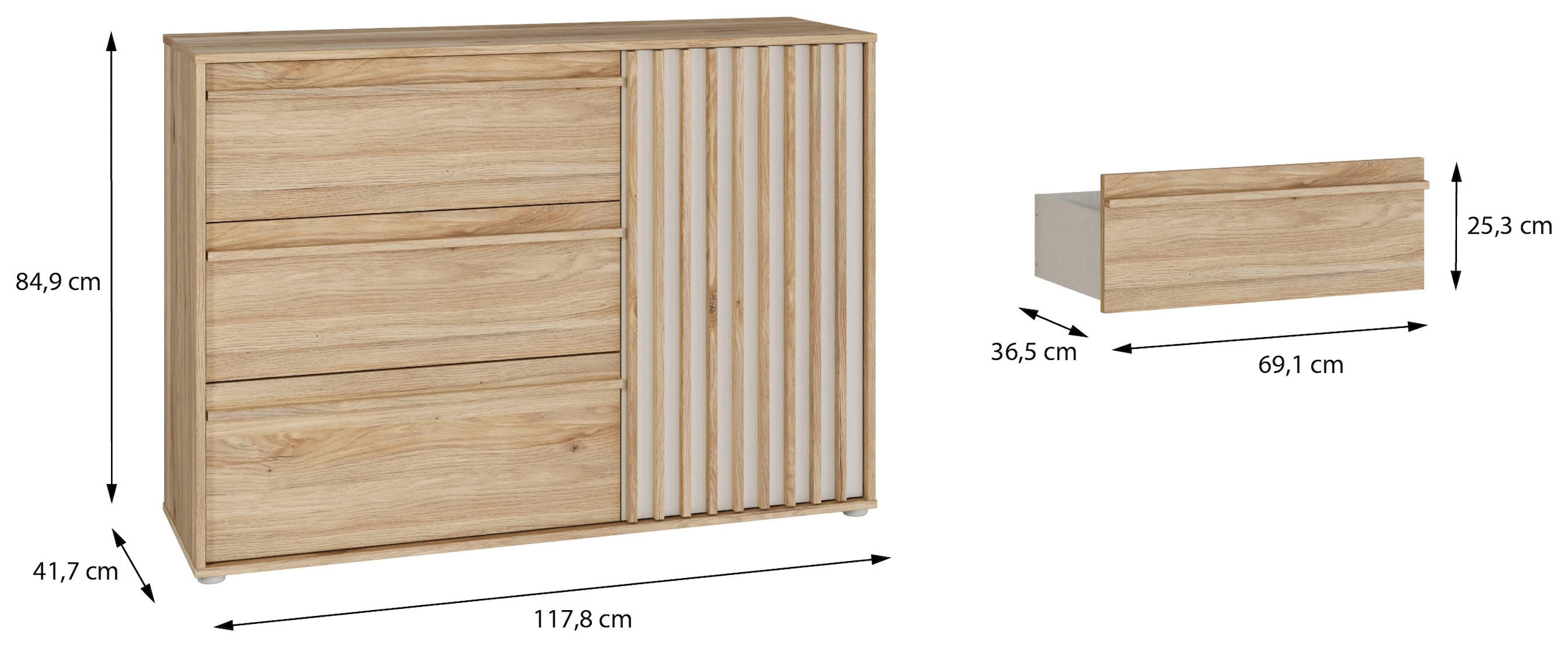 FORTE Kommode »Forte Arank Sideboard 118, Stauraum,«