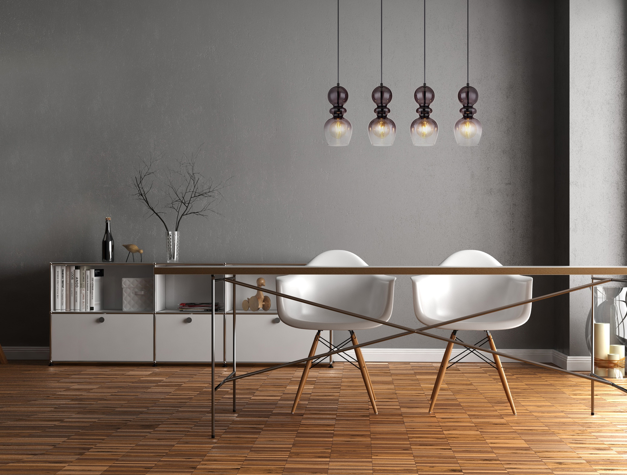 GLOBO LIGHTING Hängeleuchte »CLARITY«, Leuchtmittel E27 | ohne Leuchtmittel, Hängelampe/Schlafzimmer/Wohnzimmer/schwarz/ 4 bauchige Gläser