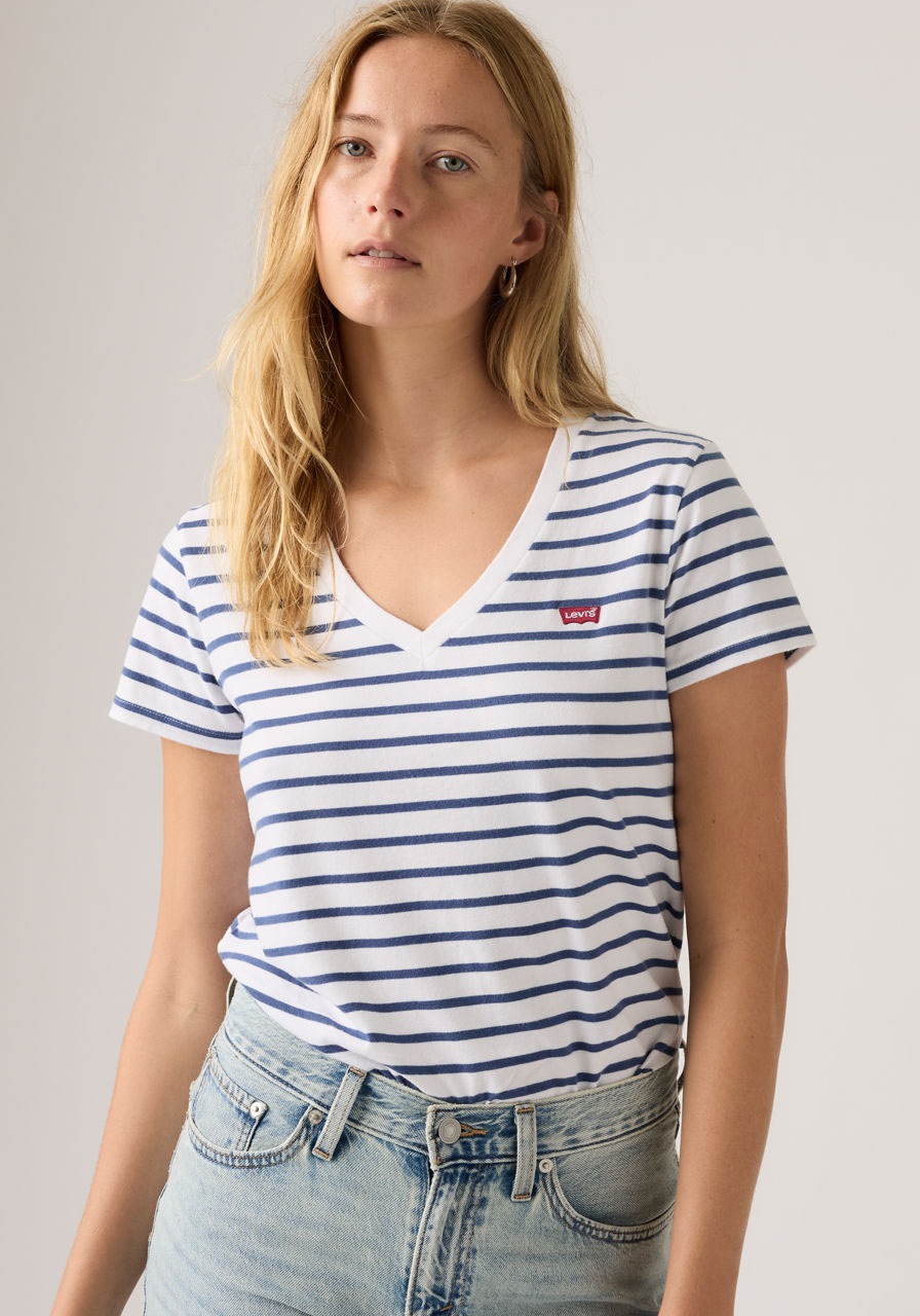 Levis V-Shirt "PERFECT VNECK" mit Mini-Batwing-Logostickerei günstig online kaufen