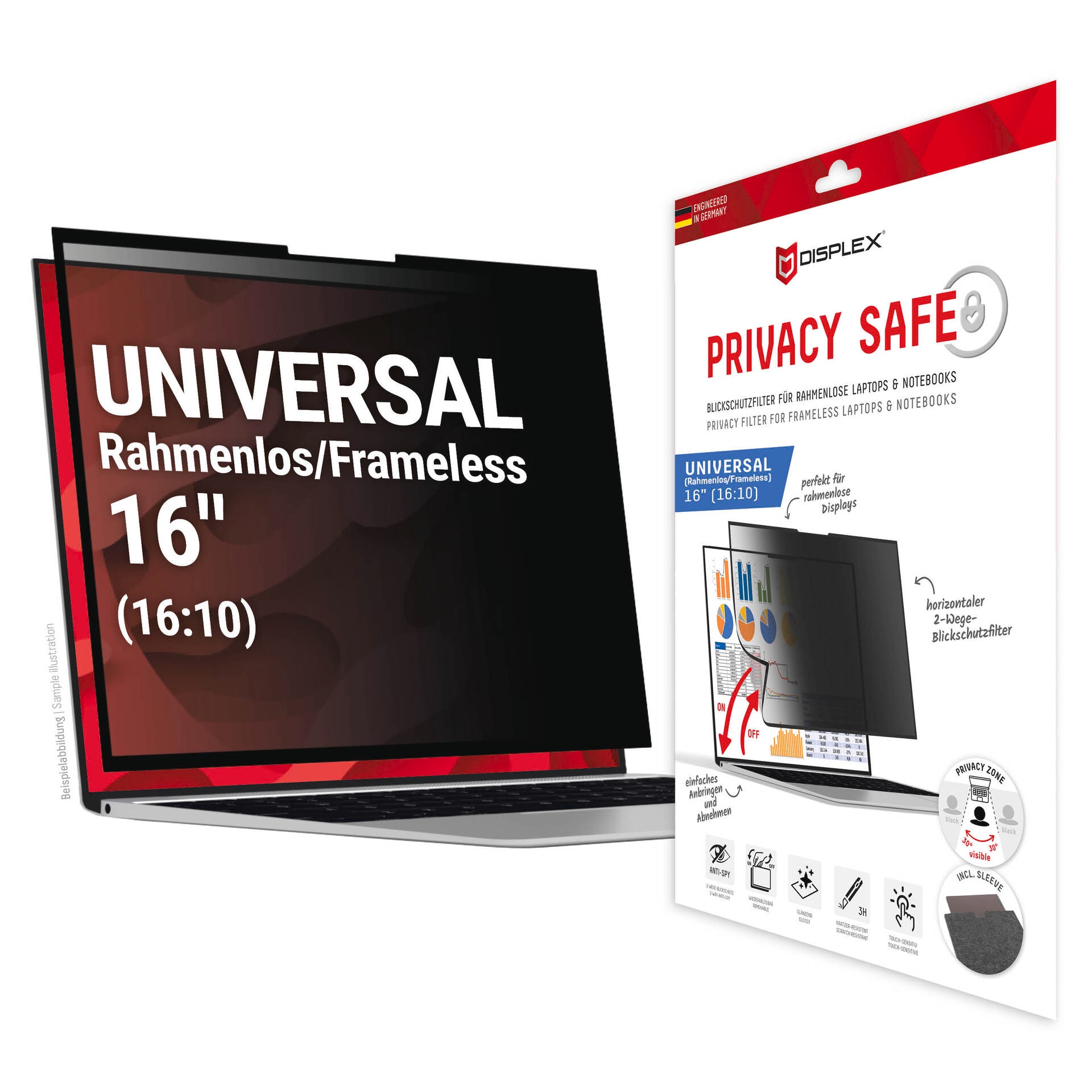 Displayschutzfolie »Privacy Safe«, universal, 16:10, Blickschutzfolie, Schutzfolie,...