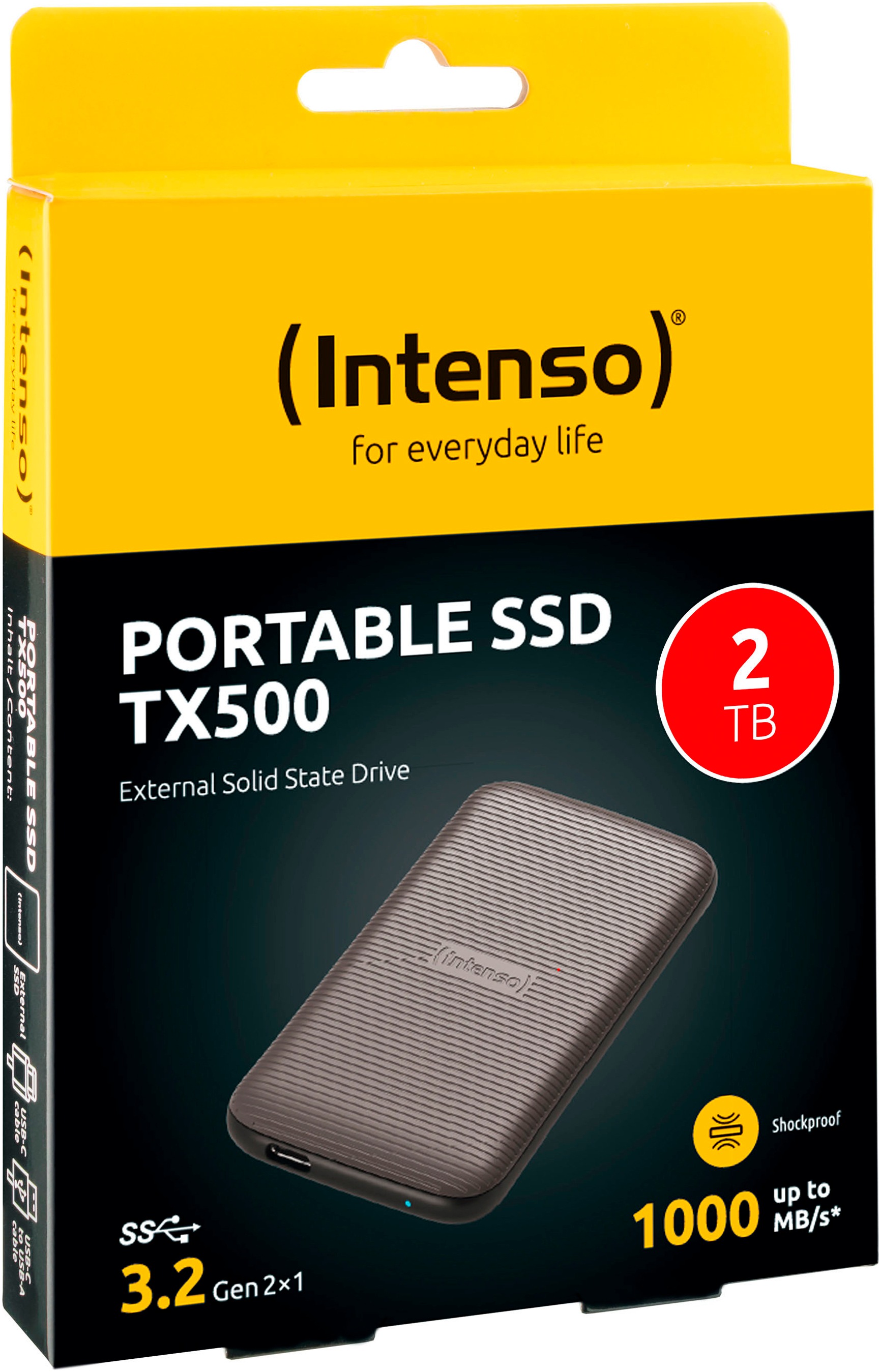 Intenso externe SSD »TX500 2TB Lesen/Schreiben bis zu 1000 MB/s«, Anschluss USB 3.2 Gen-2
