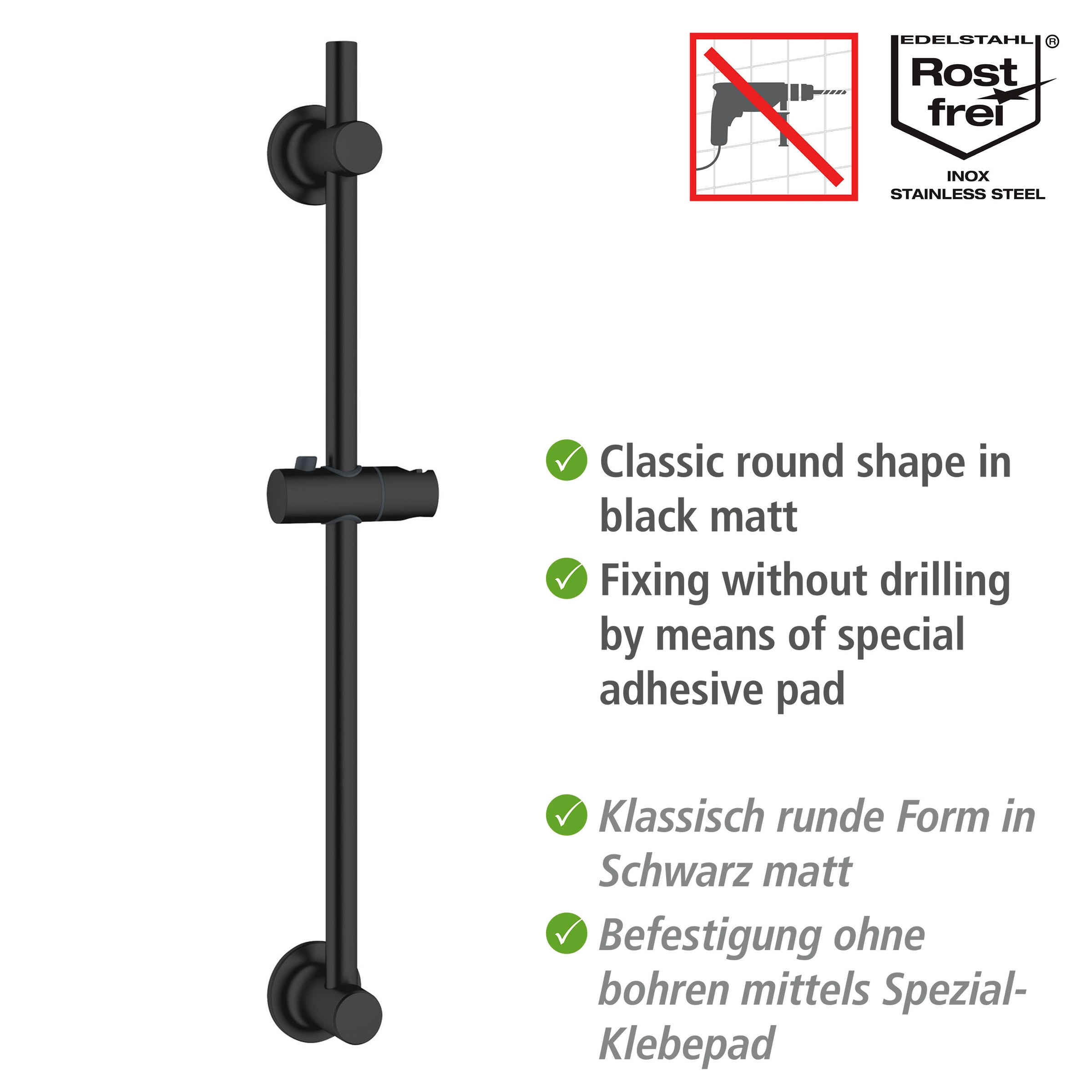 WENKO Duschstange Schwarz günstig online kaufen