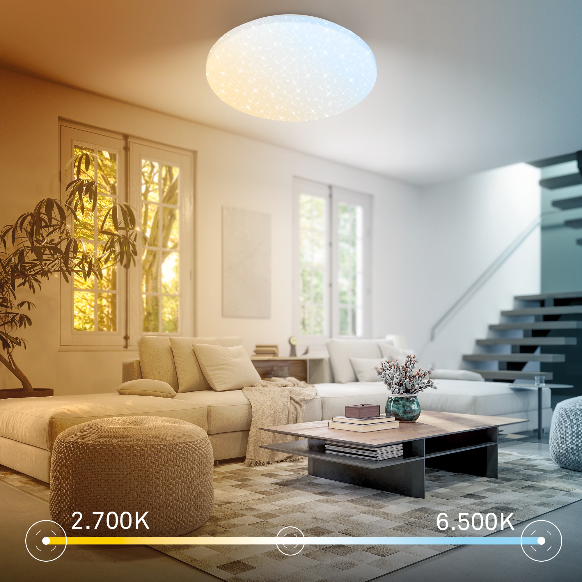 Briloner Leuchten LED Deckenleuchte »LUMINIUS« LED-Modul 1 Stk. warmweiß - kaltweiß 34 x 6 cm, Wohnzimmer, Schlafzimmer, Flur, Küche