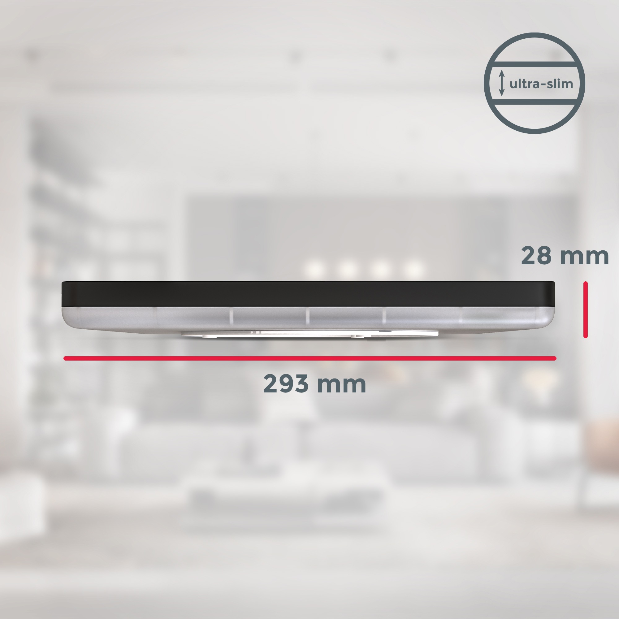 B.K.Licht ultraflaches LED Panel mit LED Backlight, Kunststoff, Schwarz, Inkl. 1 x LED Platine, 18 Watt, 2.400 Lumen, 4.000 Kelvin, nicht dimmbar, Gr. ca. 29 x 29 cm