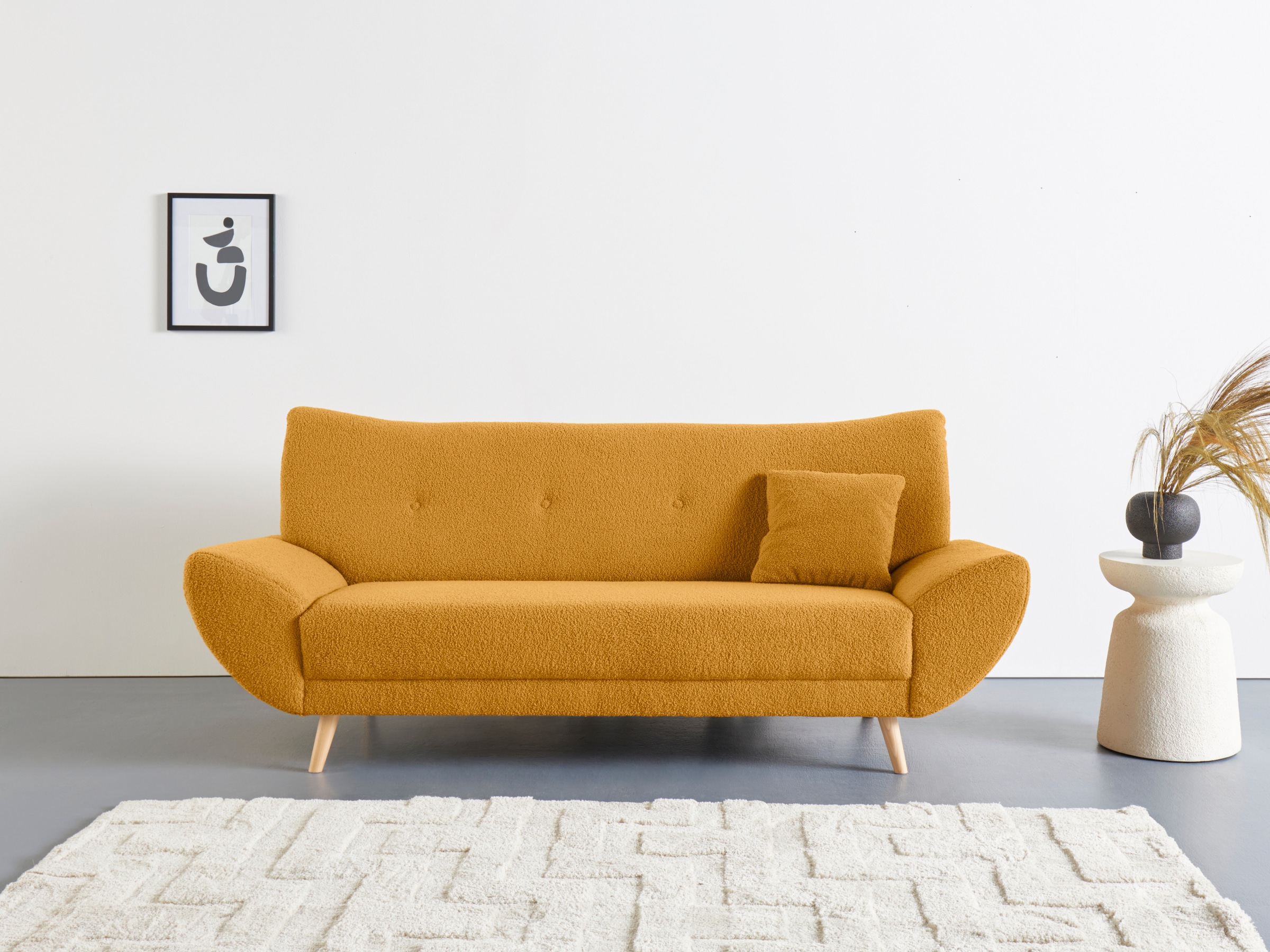 Home affaire 3-Sitzer "Basta komfortable Wellenunterfederung, Breite 205cm, bodenfrei"