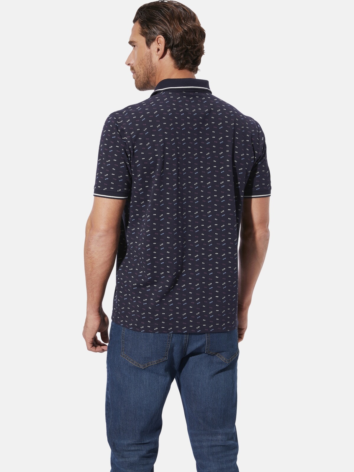 BABISTA RAMIL Polo Shirt Men Dark Blue Patterned Size L 3
