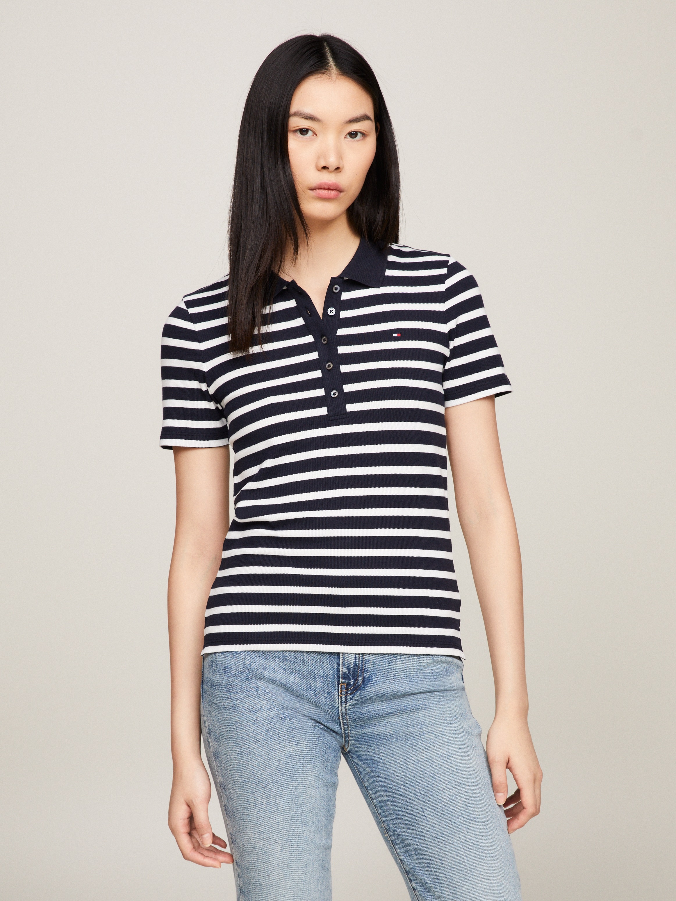 Tommy Hilfiger Poloshirt "1985 SLIM PIQUE STRIPE POLO SS", mit dezenter Tom günstig online kaufen