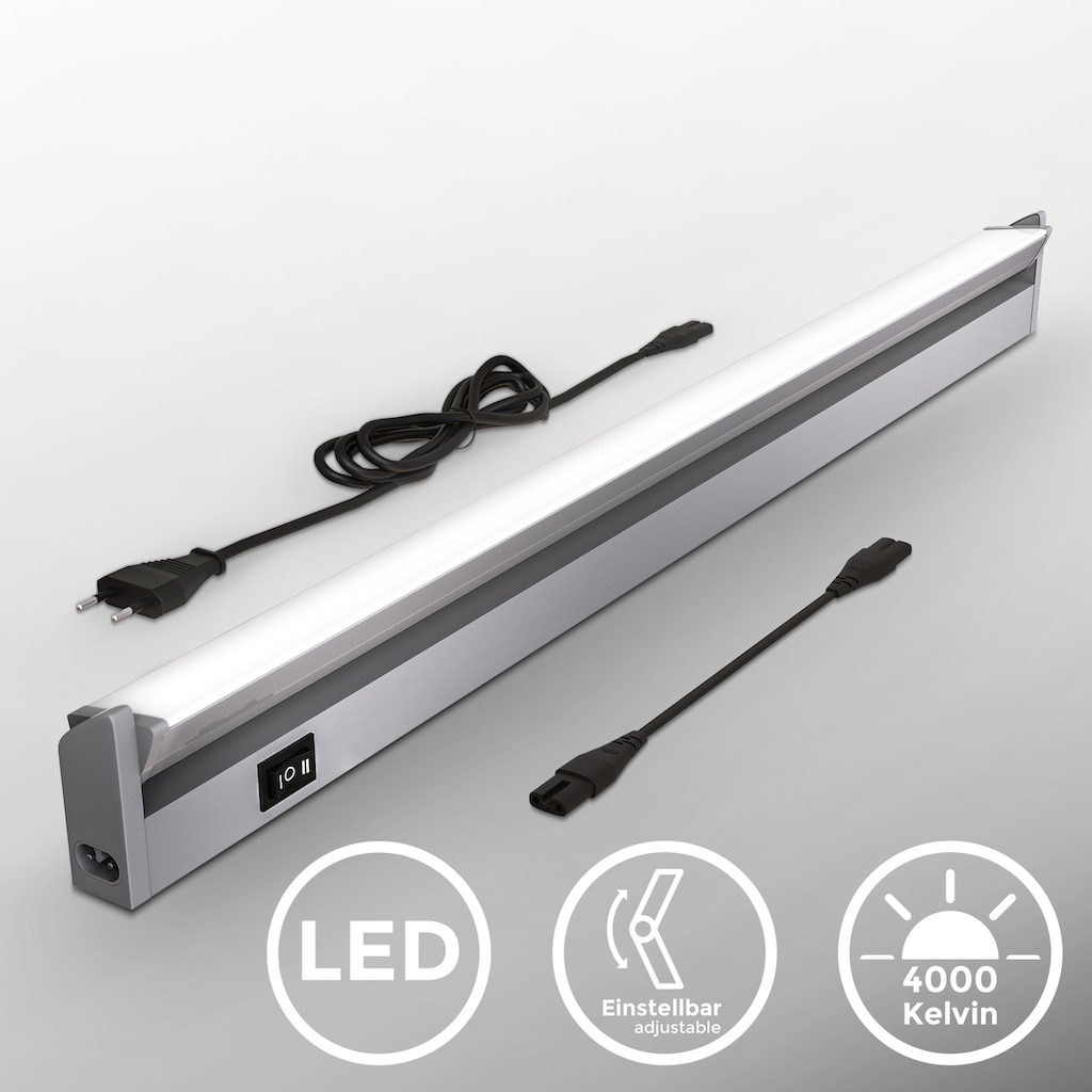 B.K.Licht Unterschrankleuchte schwenkbar, inkl. 1 x LED-Platine, 8,5 Watt, 1.000 Lumen, 4.000 Kelvin, mit Ein/Aus-Schalter, Zuleitung 1,8 Meter