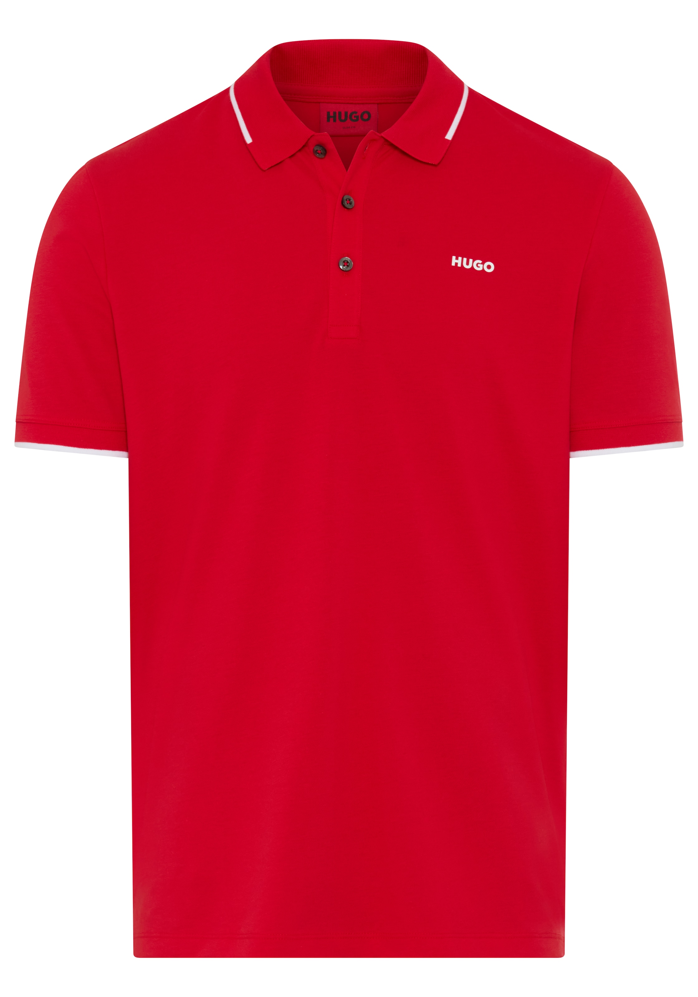 HUGO Poloshirt »Dinoso« Kragen mit kontrastfarbigem Streifen, Slim Fit, Logodruck