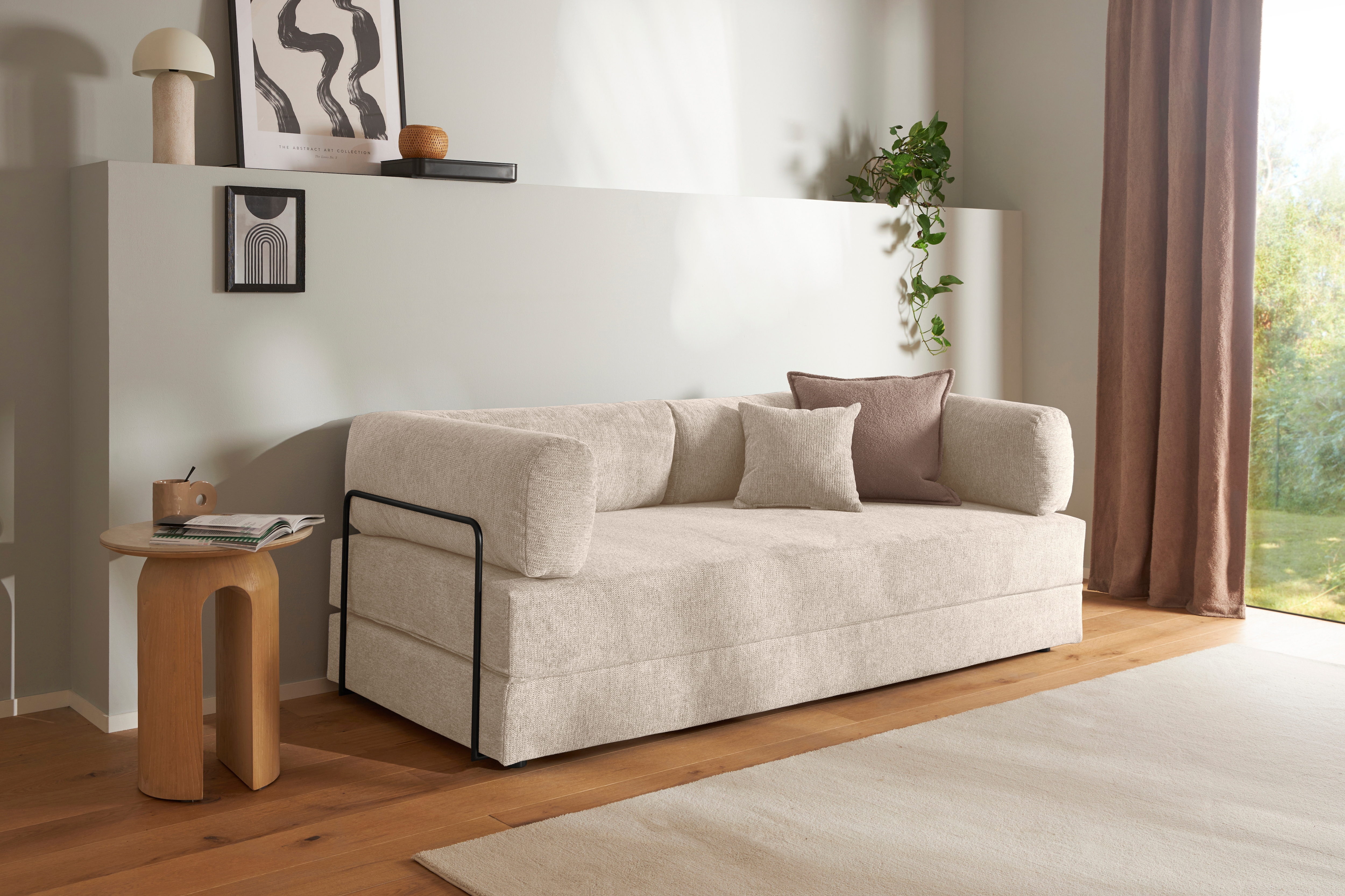 homsy by Ana Johnson Schlafsofa "Folda Dauerschläfer, B: 206 cm, Liegefl. 181x198 cm" mit Bett-/Schlaffunktion, inkl. 1x Zierkissen, Tonnentaschenfederkern