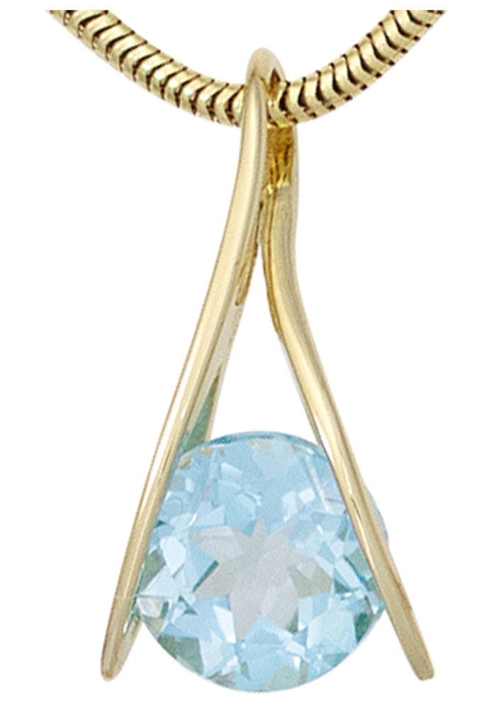 JOBO Kettenanhänger »Anhänger Goldanhänger 20 mm«  375 Gold mit Blautopas