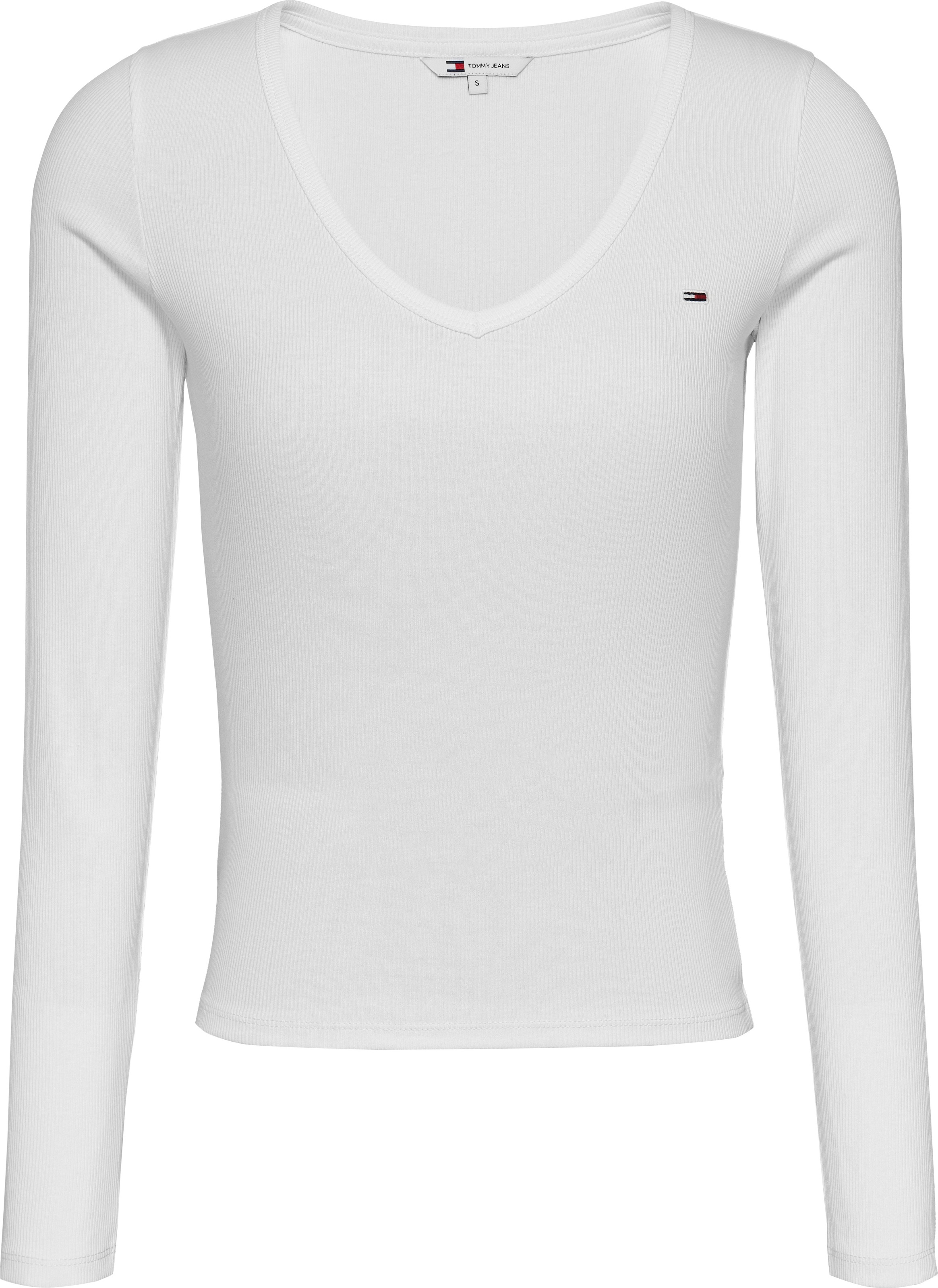 Tommy Jeans Langarmshirt »TJW SLIM ESSENTIAL RIB V LS«, mit Logostickerei