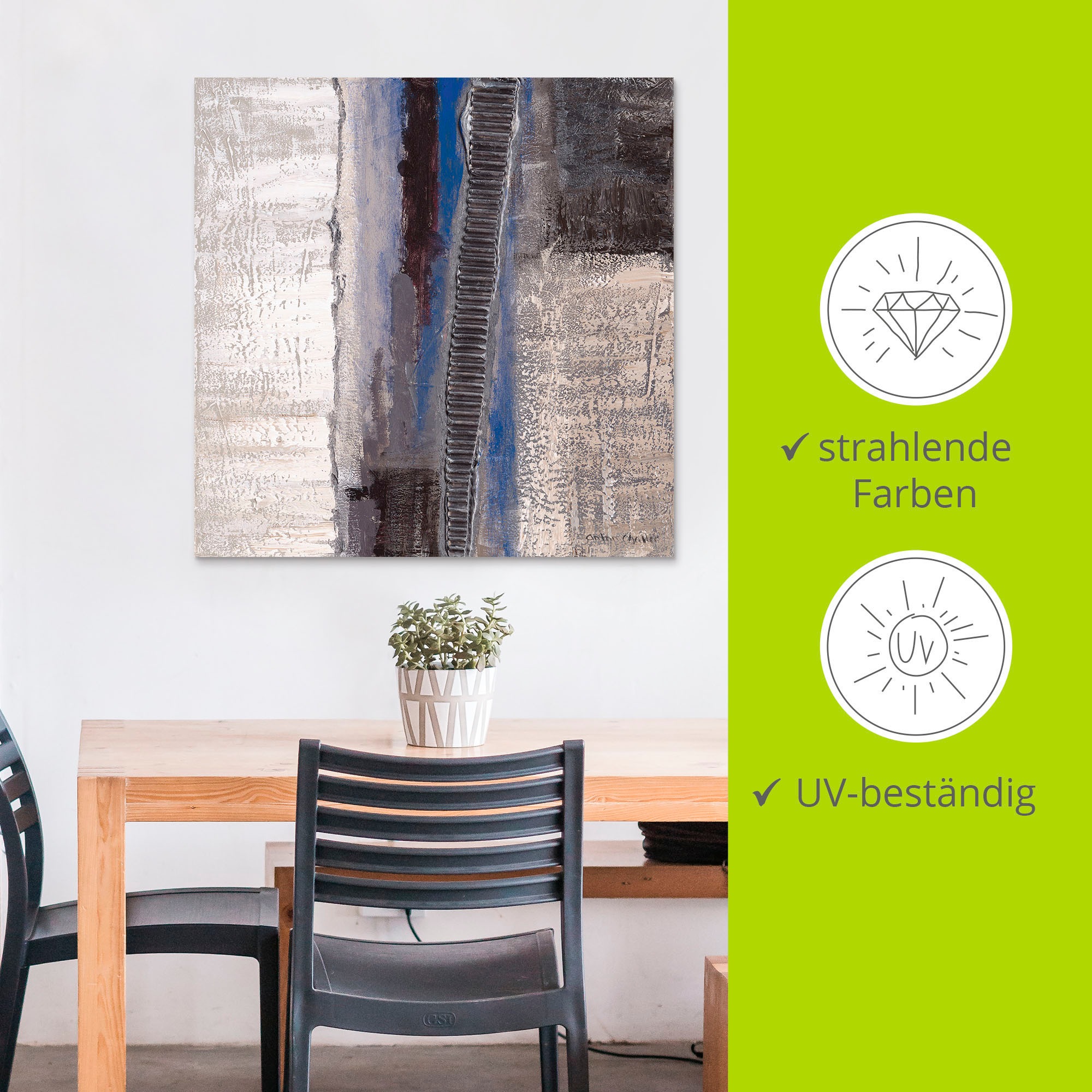 Artland Wandbild »Blau-silber Abstrakt I«, Muster, (1 St.), als Alubild, Outdoorbild, Leinwandbild, Poster in verschied. Größen