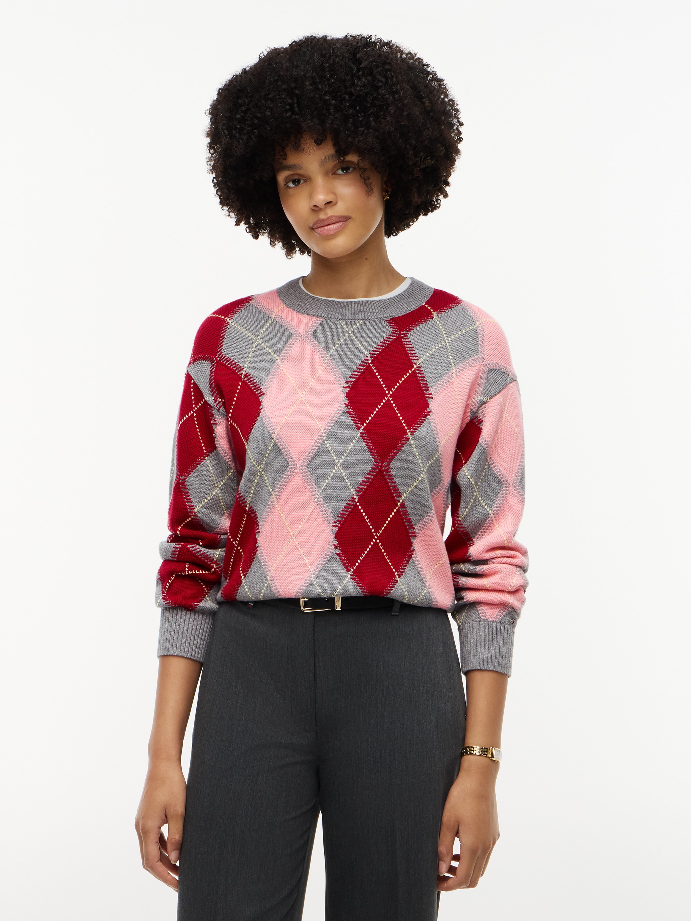Tommy Hilfiger Strickpullover "ARGYLE PREP C-NK SWT" Baumwolle, Argyle Strickmuster