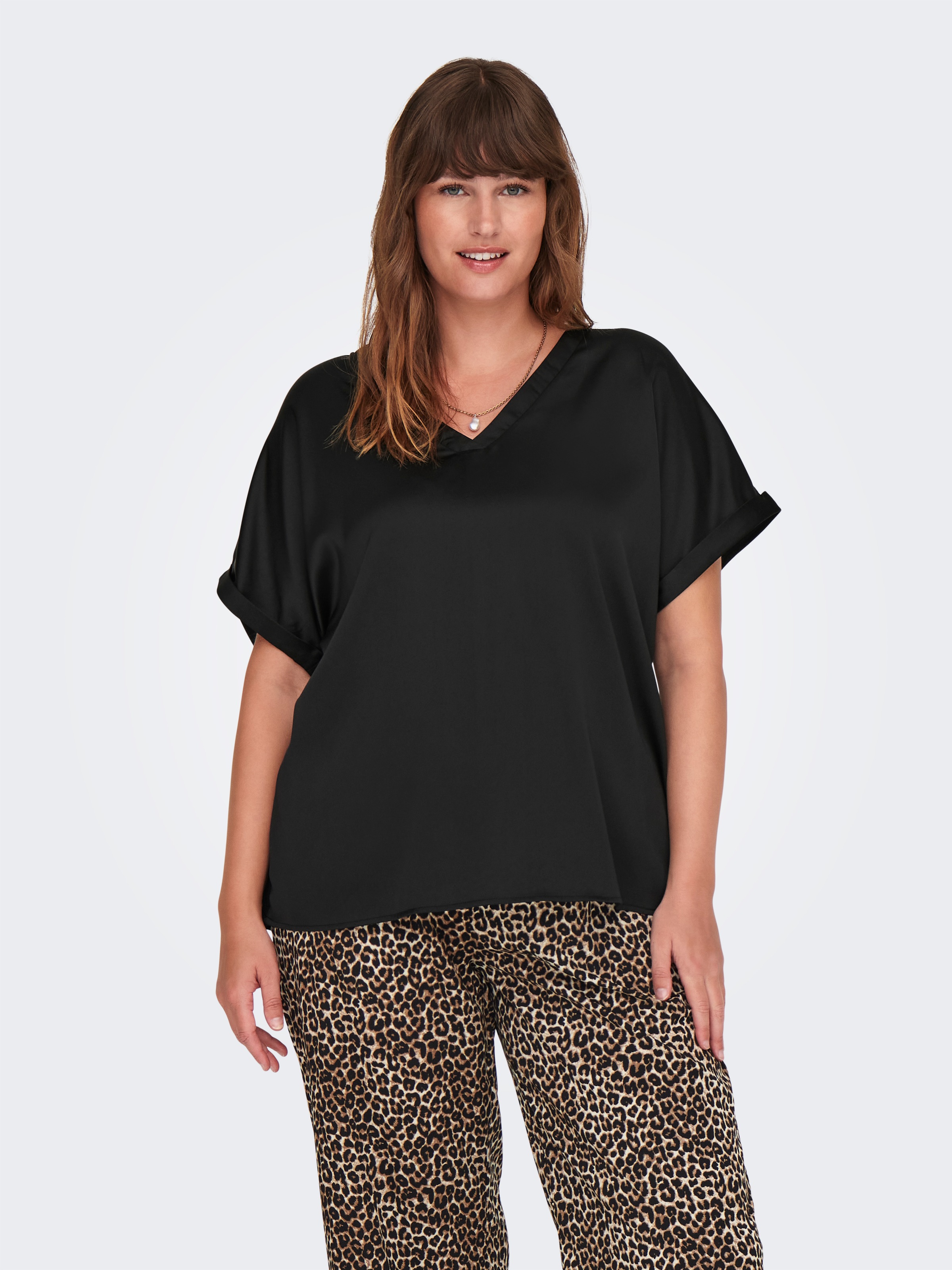 ONLY CARMAKOMA Shirtbluse "CARBRYNJA LIFE S/S IN-ONE TOP WVN" in glänzender günstig online kaufen