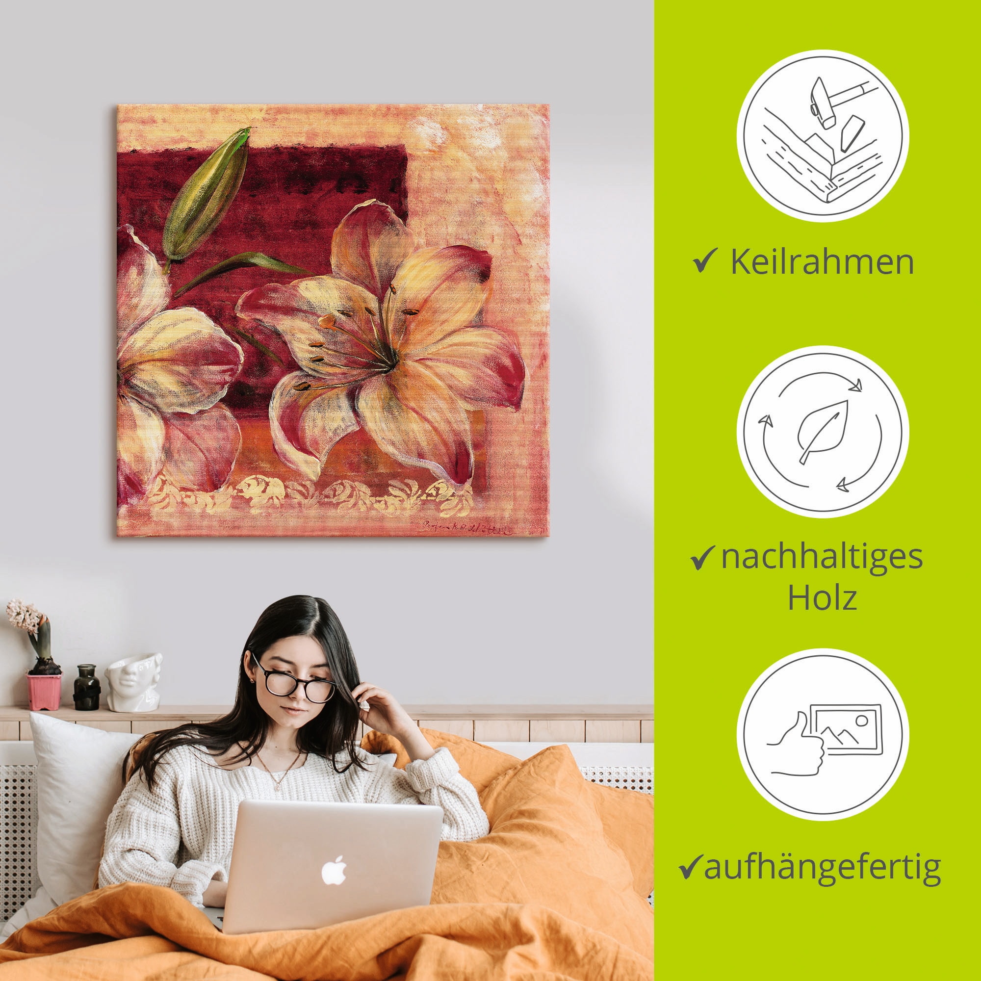 Artland Leinwandbild »Klassische Blumen IV«, Blumen, (1 St.), auf Keilrahmen gespannt