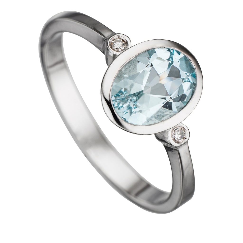 JOBO Diamantring »Ring mit Aquamarin und 2 Diamanten«