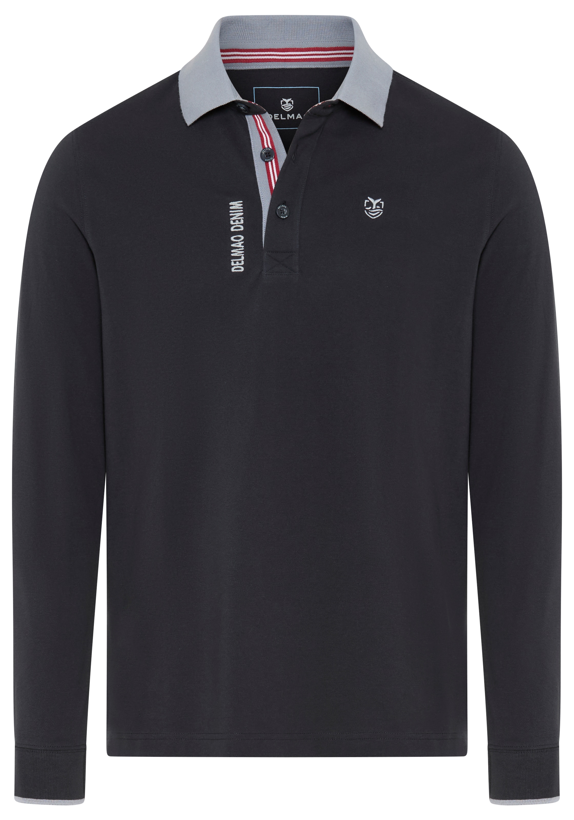 DELMAO Langarm-Poloshirt Langarm,  aus atmungsaktivem Piqué-Stoff,  Polokragen