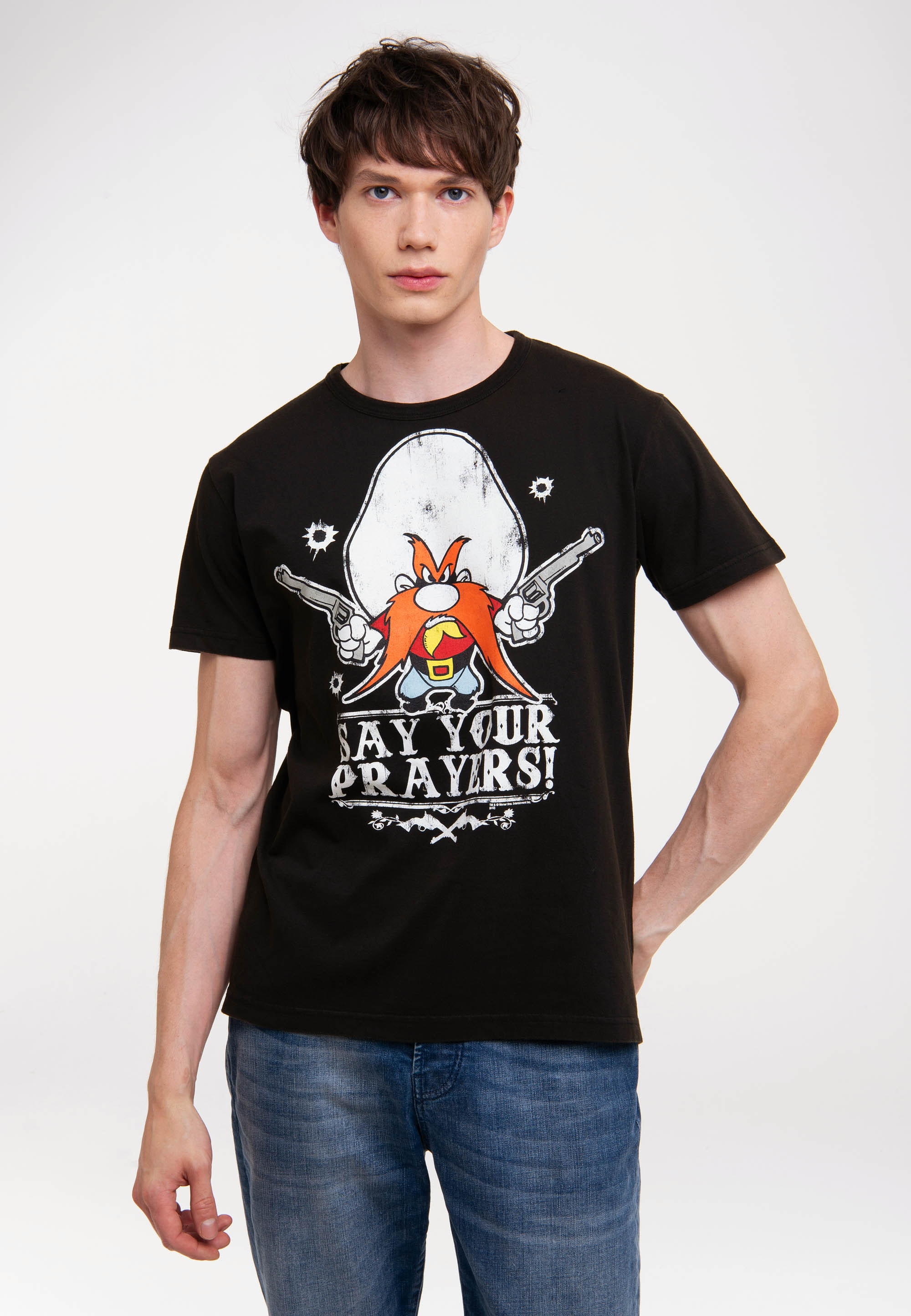 LOGOSHIRT T-Shirt »Looney Tunes - Yosemite - Say Your Prayers«, mit coolem Print