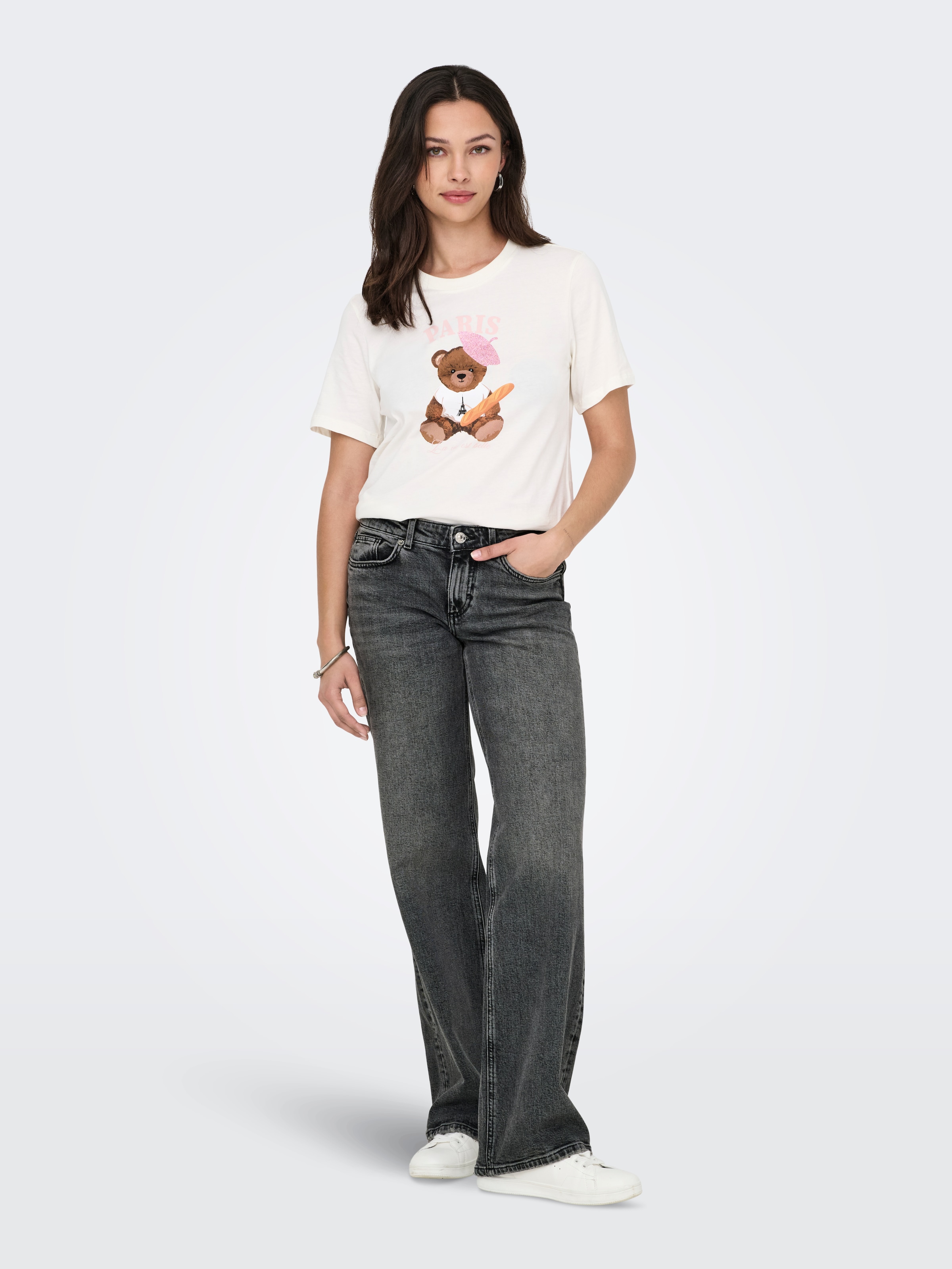 ONLY Low-rise-Jeans »ONLJUICY LW WIDE DNM DOT890 NOOS« Baumwollmischung