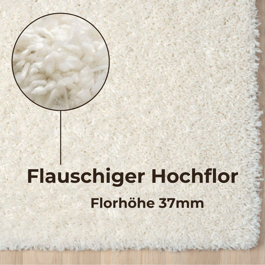 my home Hochflor-Teppich »Banji«, rechteckig, 37 mm Höhe, Uni Farben, weich und flauschig, auch als Läufer & in rund erhältlich
