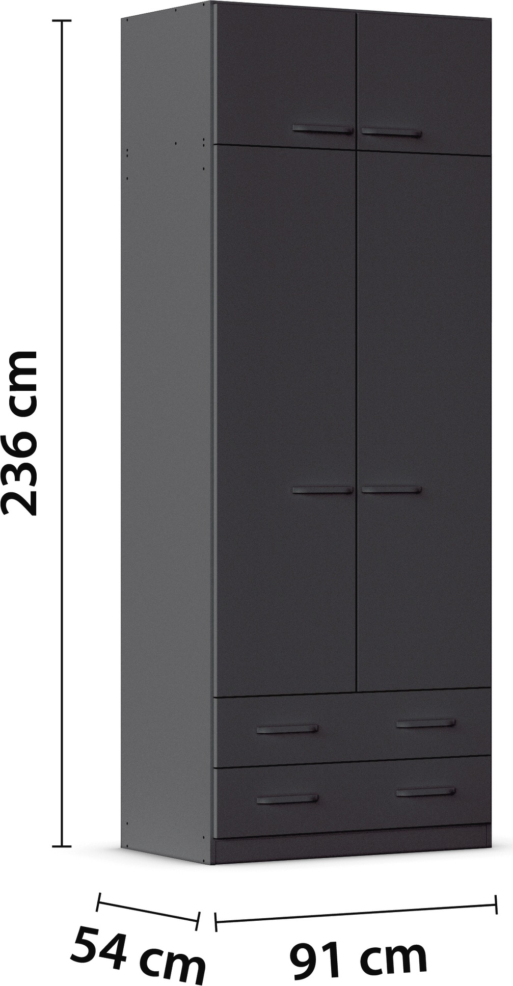 rauch Drehtürenschrank »Prandon B«, (Set, 2 St.), mit 2 Schubladen sowie Aufsatzelement, Metallgriffe quer