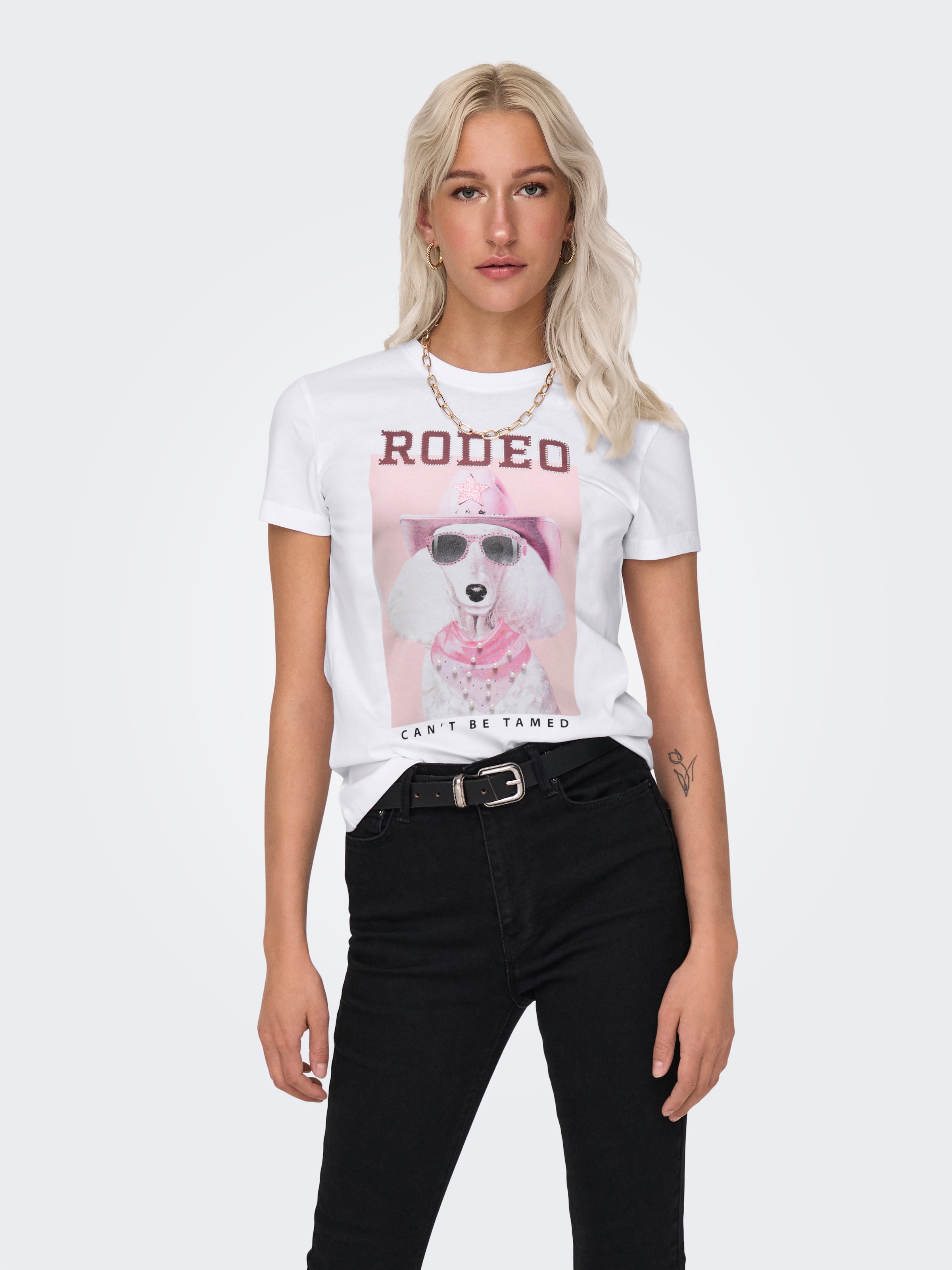 ONLY Kurzarmshirt "ONLVIBE LIFE S/S GLASSES TOP BOX JRS" Baumwolle, regular günstig online kaufen