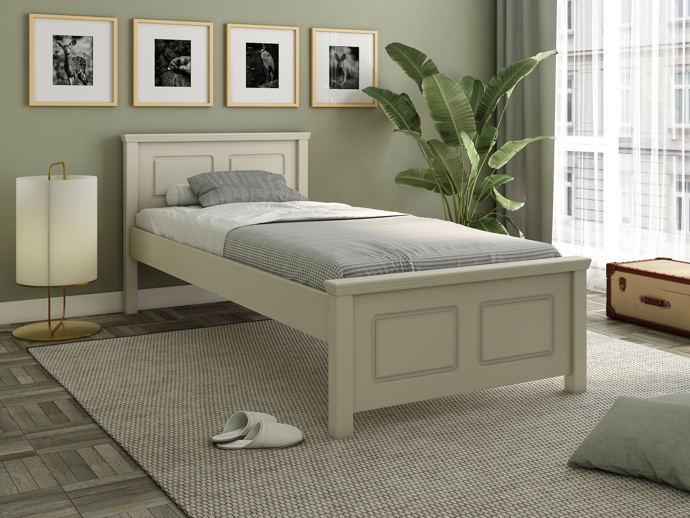 OTTO home Massivholzbett "ERIK, Made in Europe, optional mit Schublade, Massivholz Kiefer" FSC zertifiziert, in mehreren Größen, Landhausstil mit Kassettenoptik
