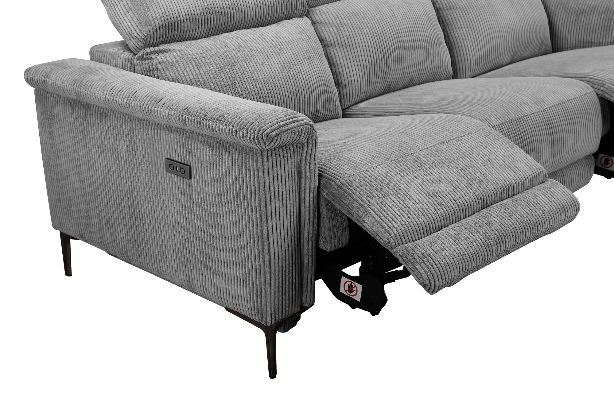 Home affaire 3-Sitzer »Lund Cord, mit manueller o. elektrischer Relaxfunktion in 2 Sitzen,«, USB-C, Kopfteilverstellung, Breite 222 cm