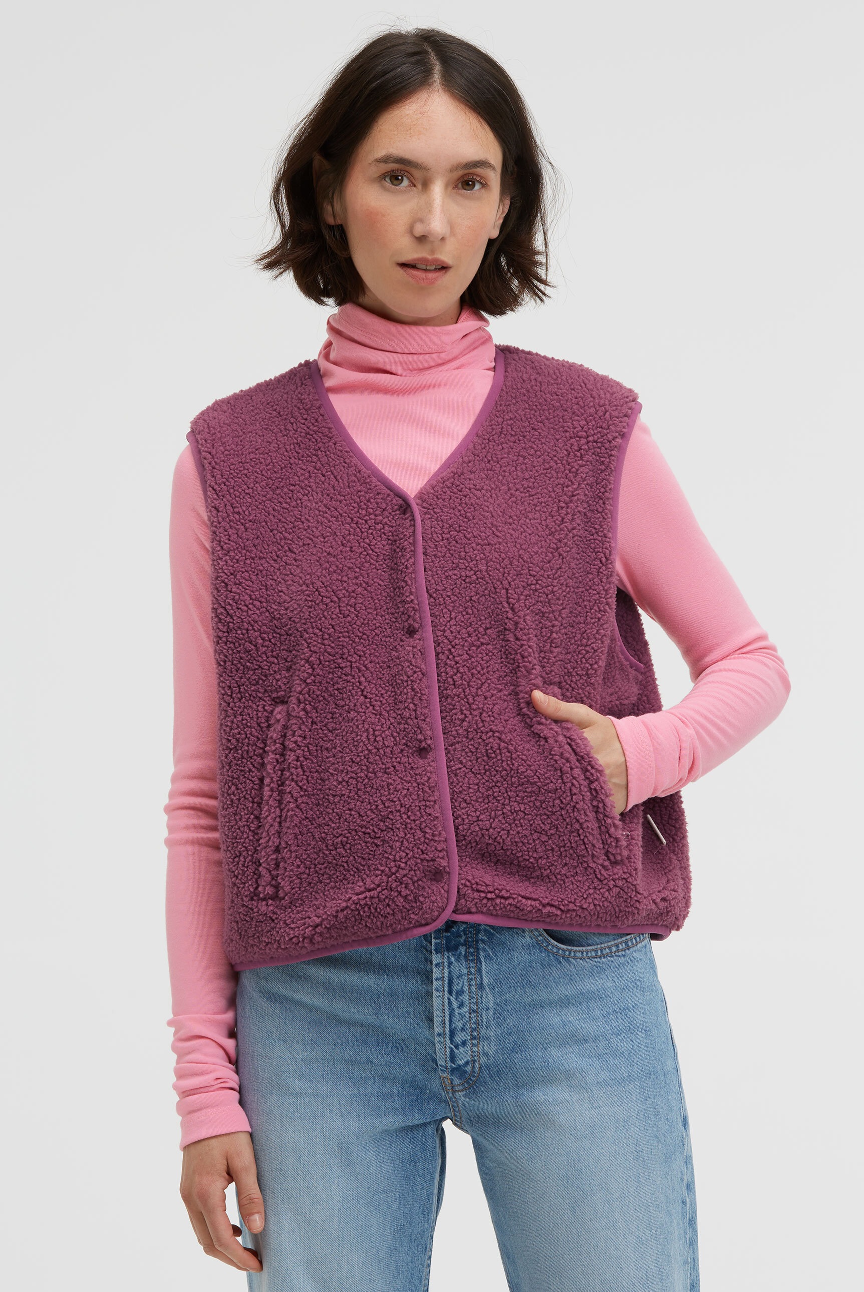 SENSES.THE LABEL Plüschweste mit Reißverschlusstaschen