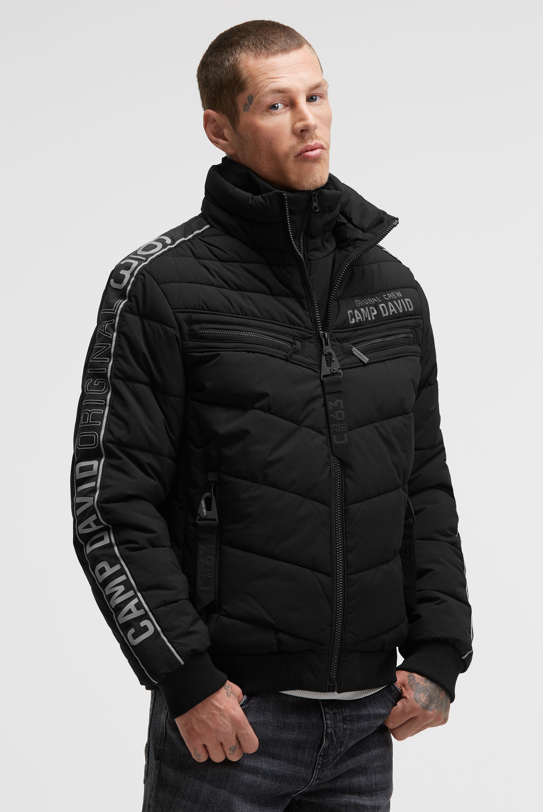 CAMP DAVID Winterjacke ohne Kapuze mit Rippbündchen im Ärmel günstig online kaufen