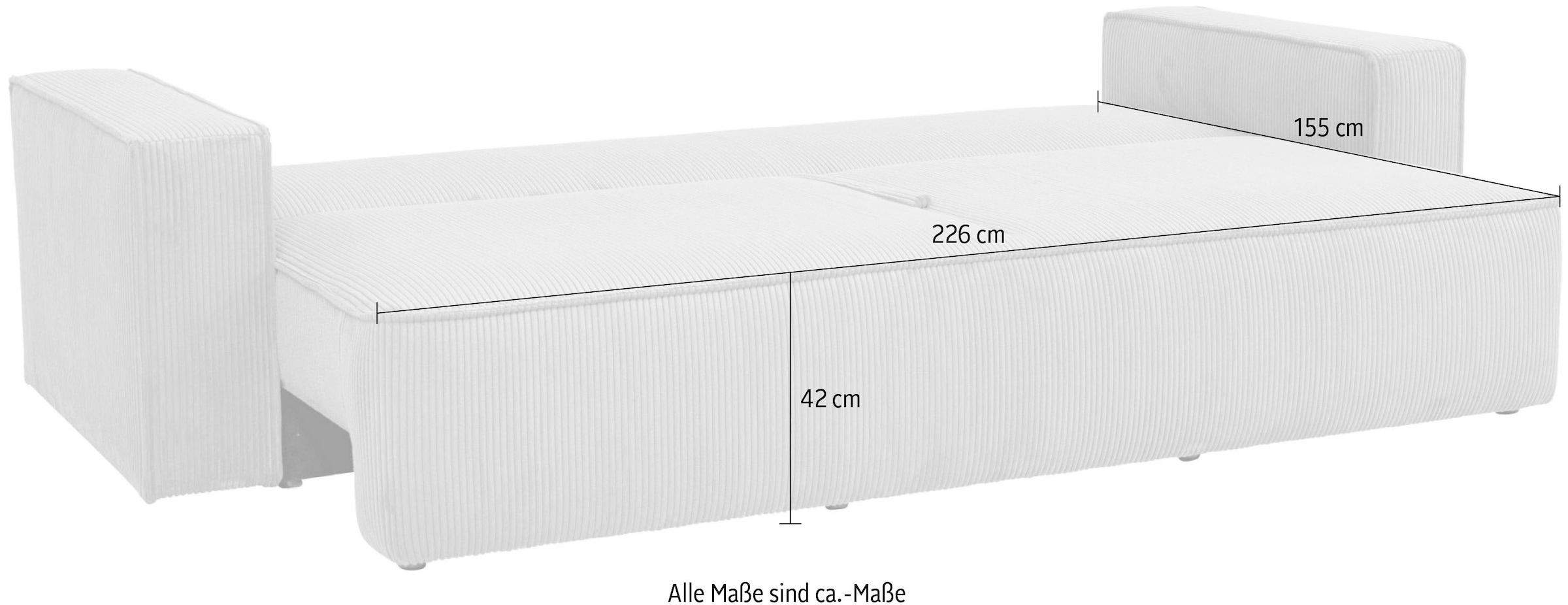 OTTO home 4-Sitzer »Tillian, Schlafsofa, Schlafcouch« Breite 274 cm, Breitkord, Sitzfläche mit Taschenfederkern