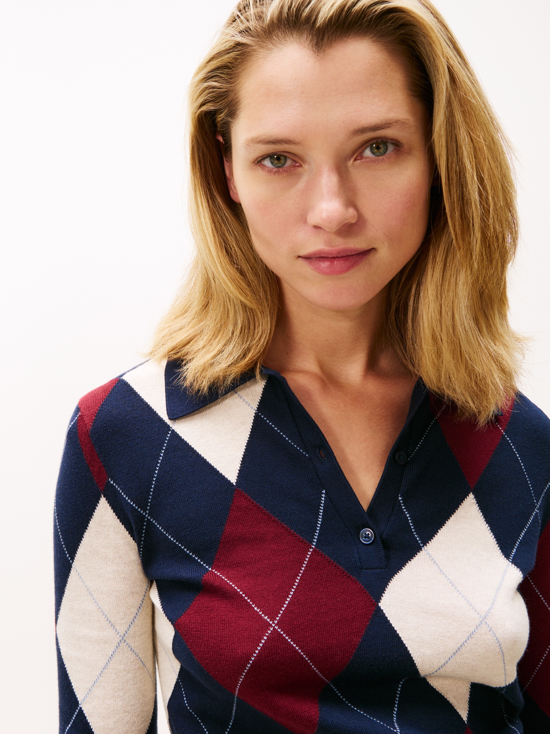 Tommy Hilfiger Strickpullover »CO ARGYLE POLO-NK SWEATER«