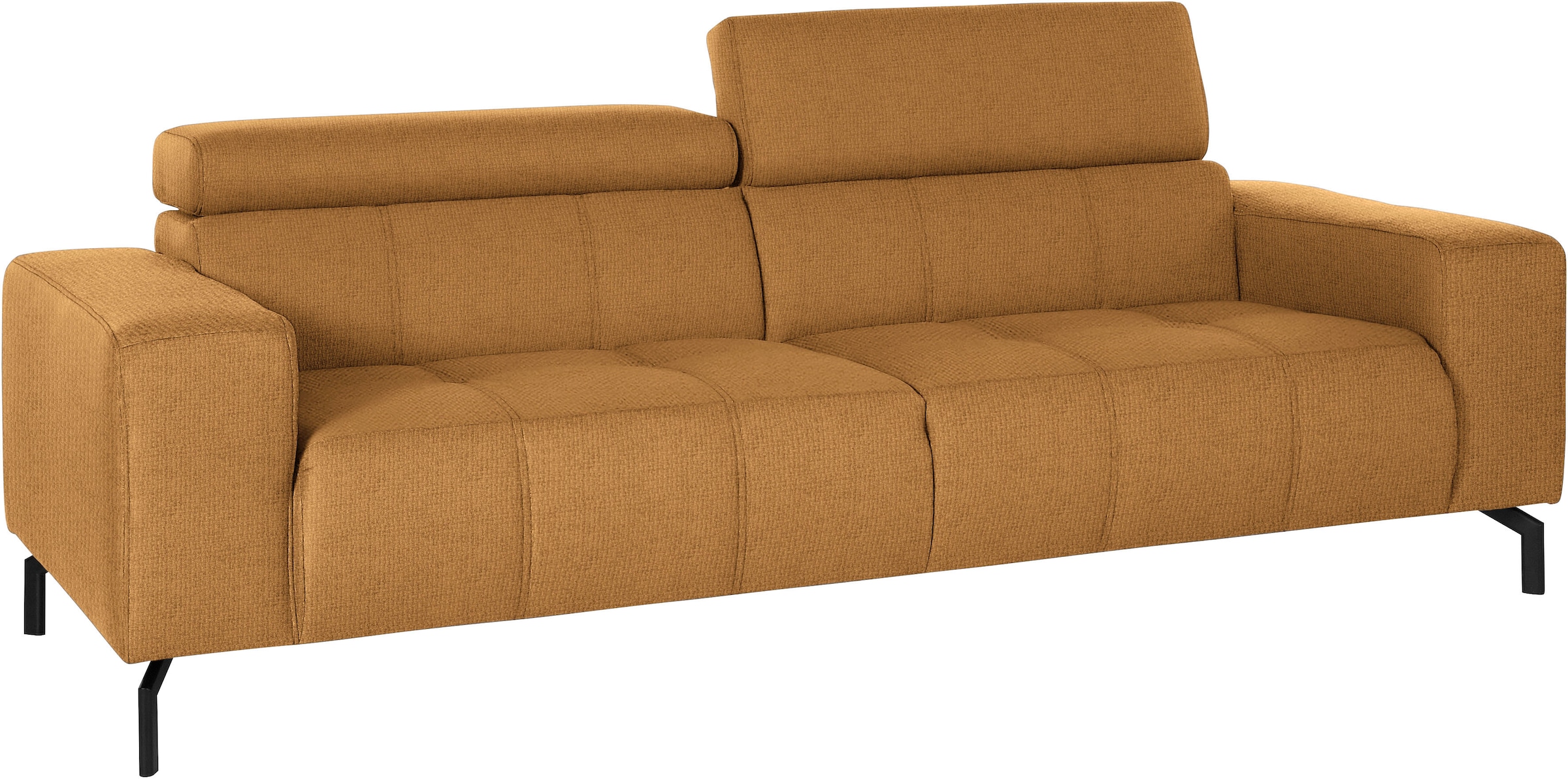 DOMO collection 2,5-Sitzer »Cunelli zeitlos und elegant, moderne Sitznähte als Designelement,«, wahlweise mit 6-fach verstellbaren Kopfteilen, fester Sitzkomfort