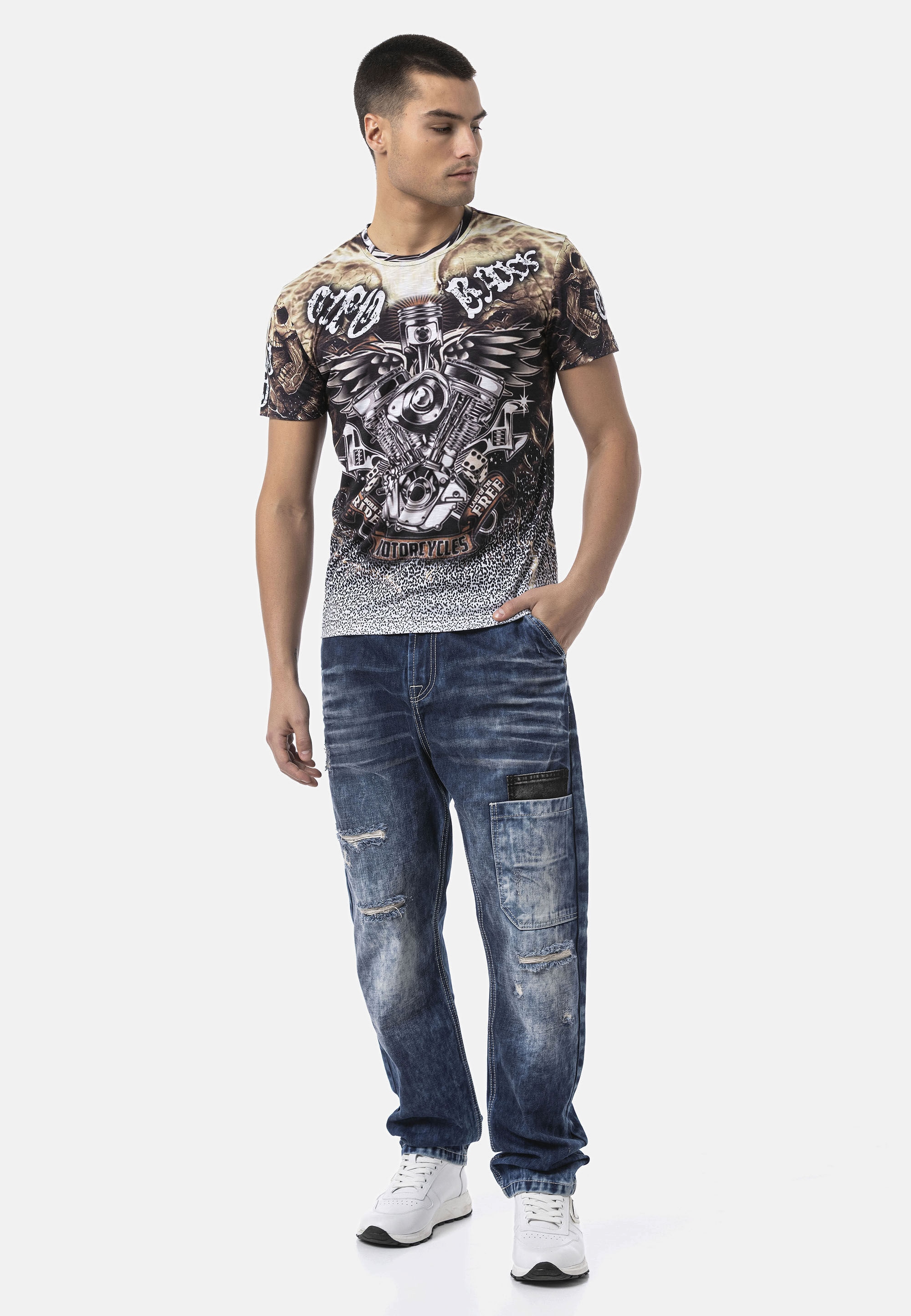 Cipo & Baxx Relax-fit-Jeans »Cipo & Baxx Jeanshose CD907« Baggy Fit, mit Strapazierfähiger Baumwollmix