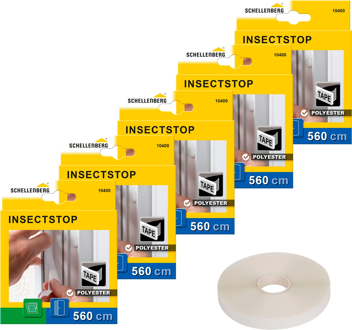 SCHELLENBERG Klett-Klebeband »Insektenschutzzubehör, Befestigungsband für Polyester-Fliegengitter«, semi-transparent, 5,6 m, in unterschiedlichen Sets erhältlich