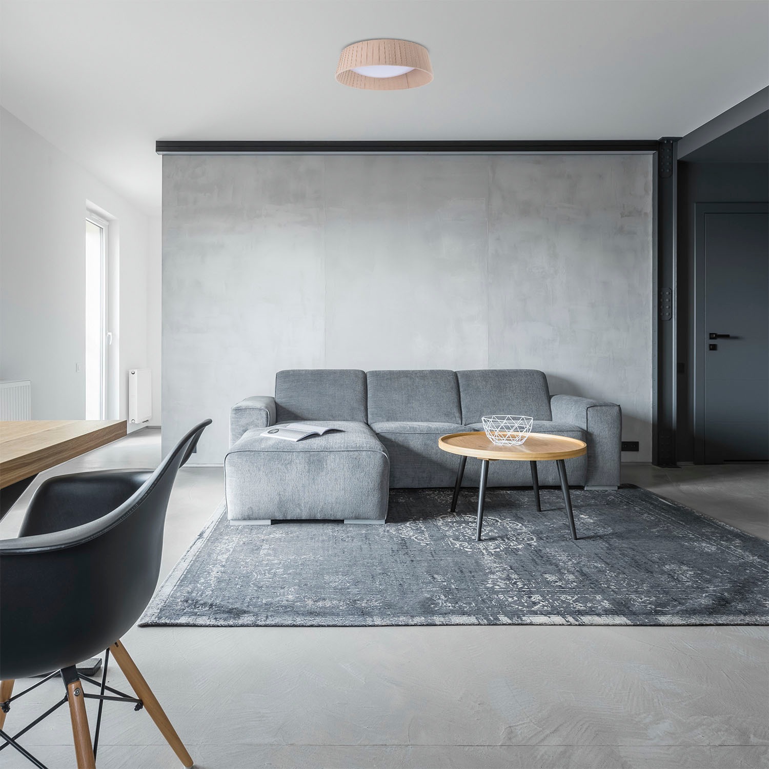Paco Home Deckenleuchte »TARTE«, Leuchtmittel E27 | ohne Leuchtmittel, Rund Büroleuchte 2 x E27 Textilschirm Modern Geschlossen Unifarben