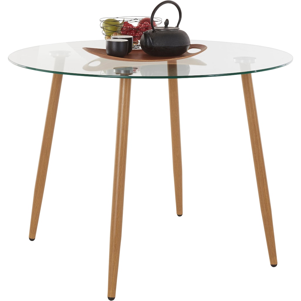 INOSIGN Glastisch »Miller«, runder Esstisch mit einem Ø von 100 cm
