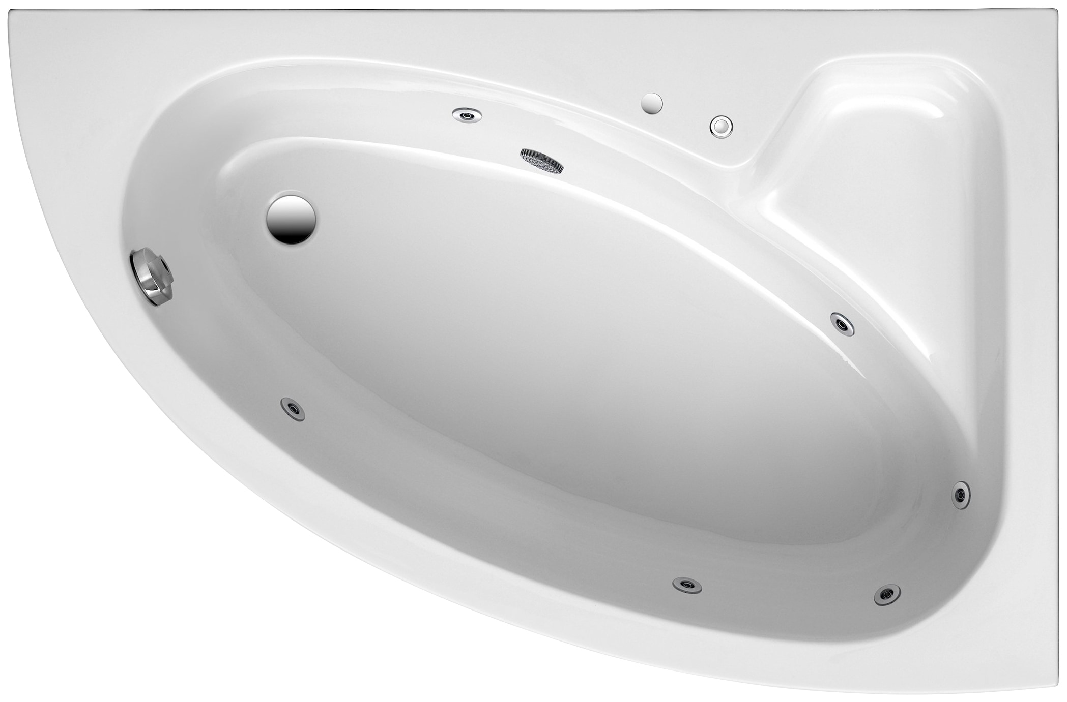 OTTOFOND Whirlpool-Badewanne "Salinas A" Höhe 40 cm integrierte Ablageflächen Typ 1, chrom