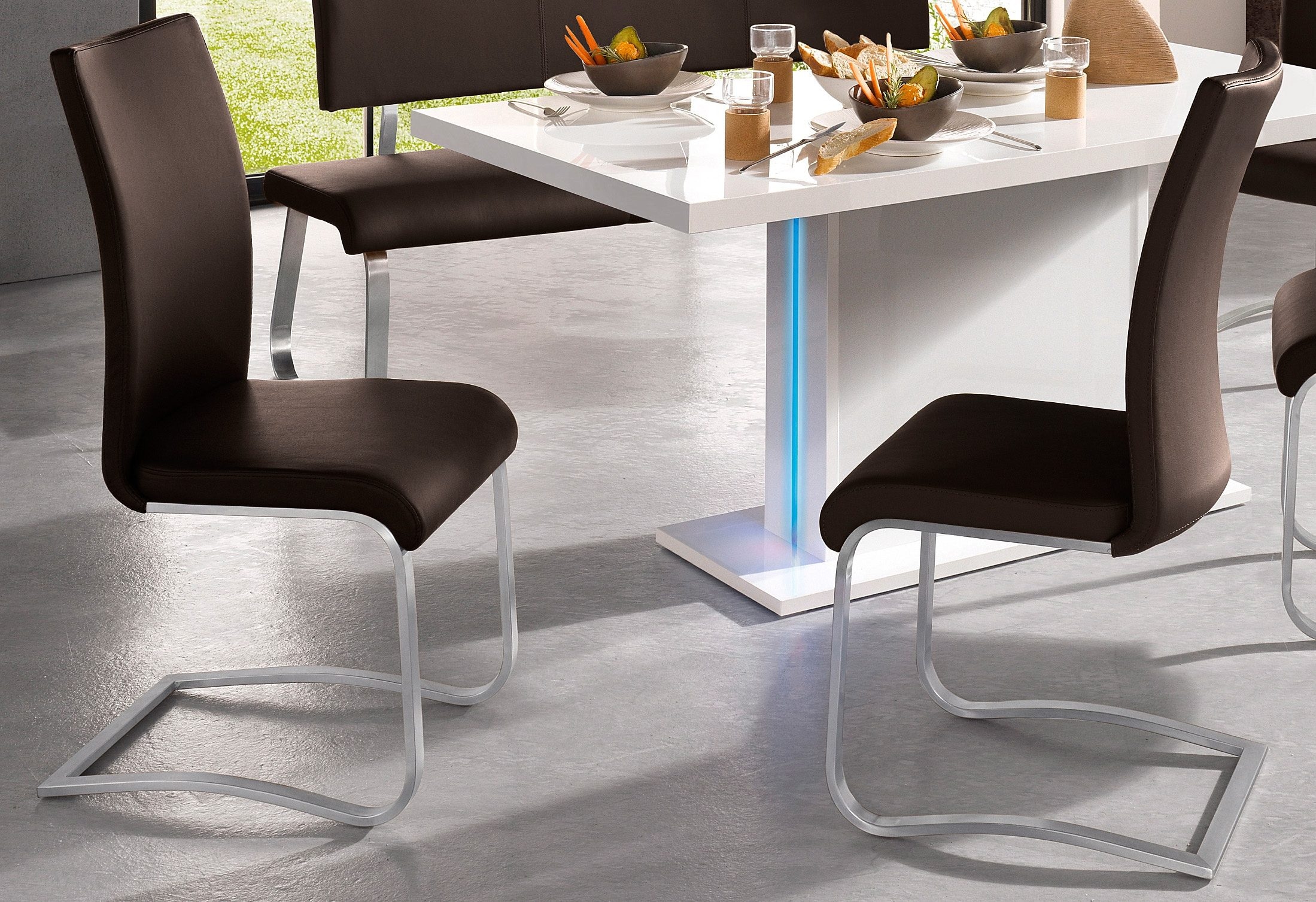 MCA furniture Freischwinger »Arco«, (Set), 2 St., Leder, Stuhl mit Echtlederbezug, belastbar bis 130 Kg