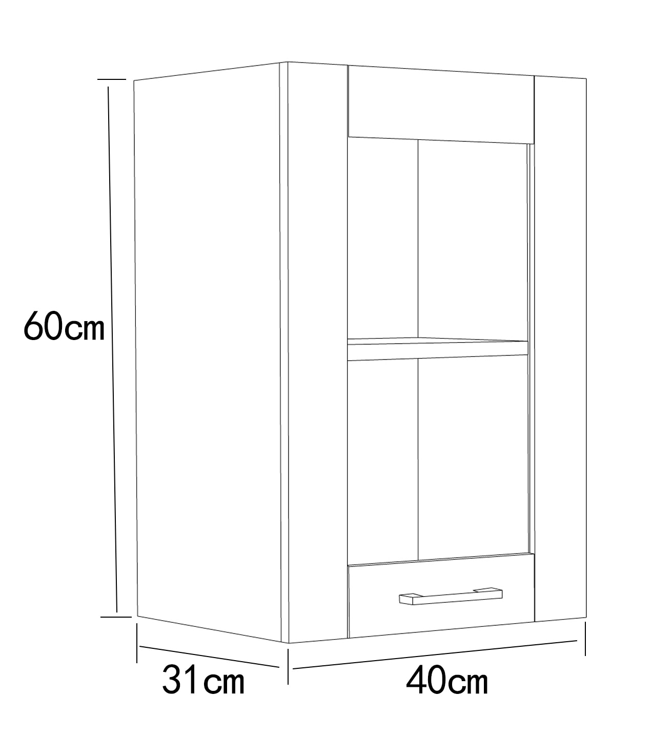 VCM Hängeschrank »VCM Küchenschrank hängend | Maße ca. H. 60 x B. 40 x T. 31 cm | Hängeschrank mit Glas im Landhaus Stil | Küchenmöbel ¿ Colura«, (1 St.)