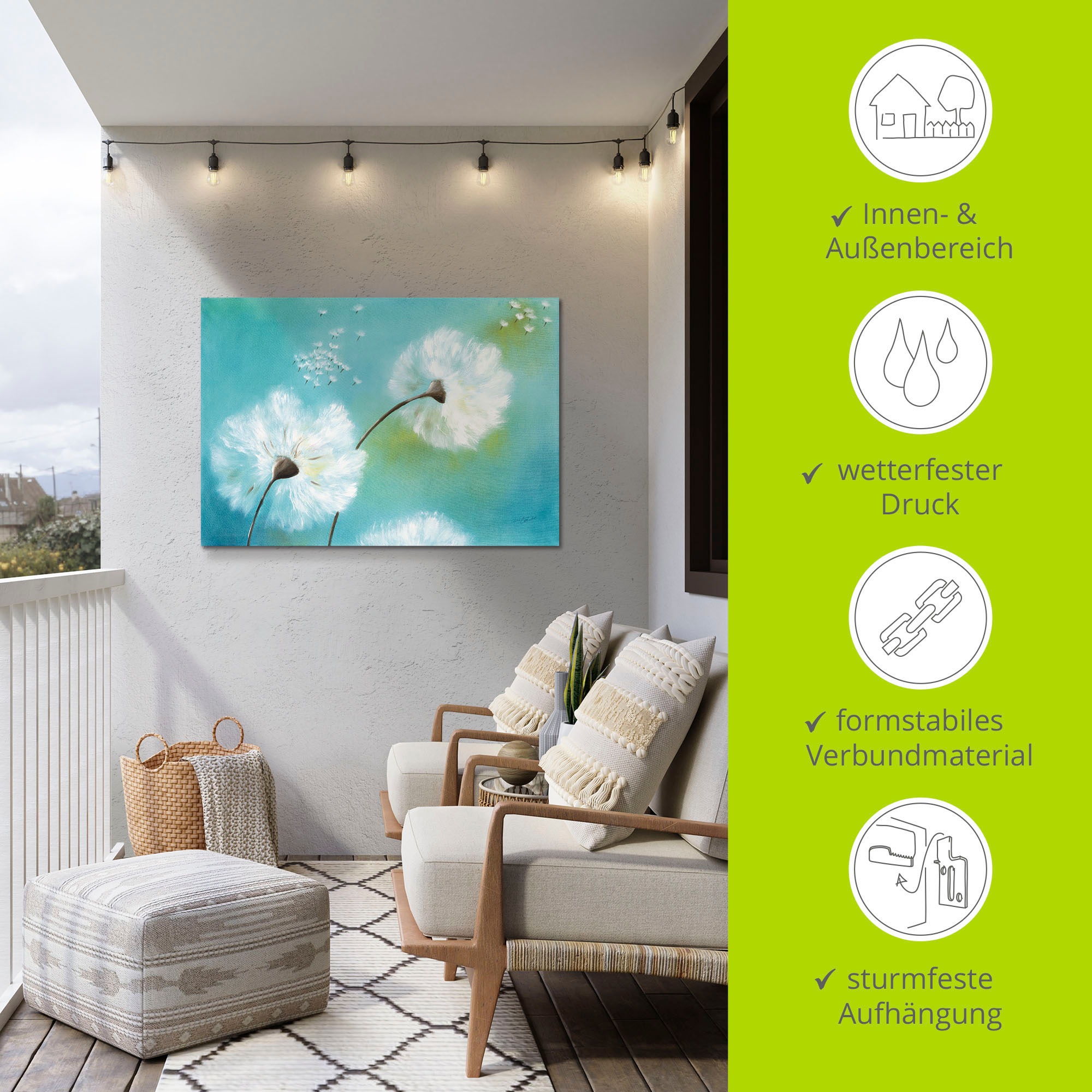 Artland Wandbild »Pusteblumen«, Blumen, (1 St.), als Alubild, Outdoorbild, Leinwandbild, Poster, Wandaufkleber