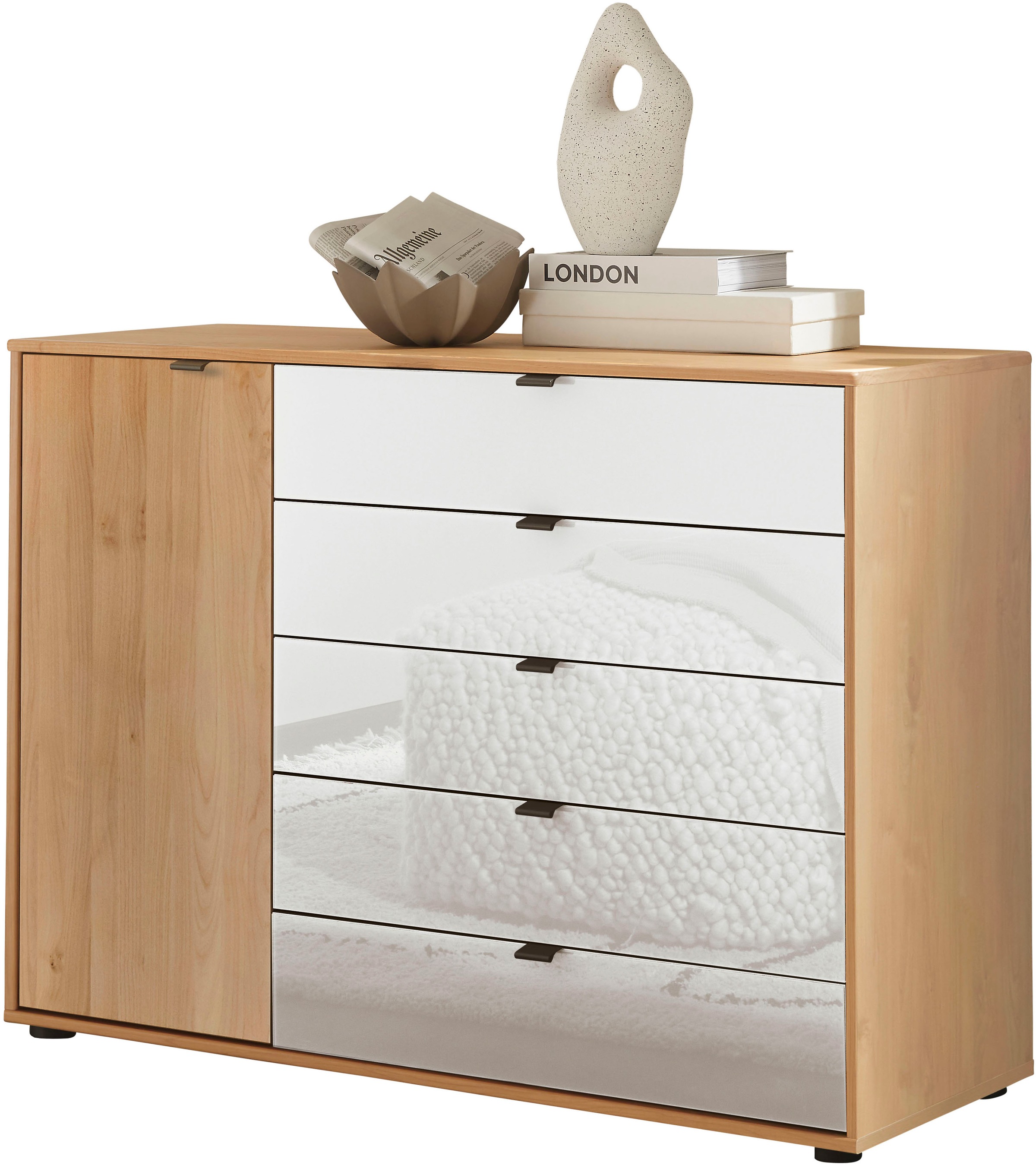 WIEMANN "Cardiff Sideboard, Wäscheschrank, teilmassiv Erle, mit Schubladen" Kommode 120x86x43 cm, braun, mit Dämpfung, MADE IN GERMANY, verschiedenen Ausführungen, inklusive Einlegeboden