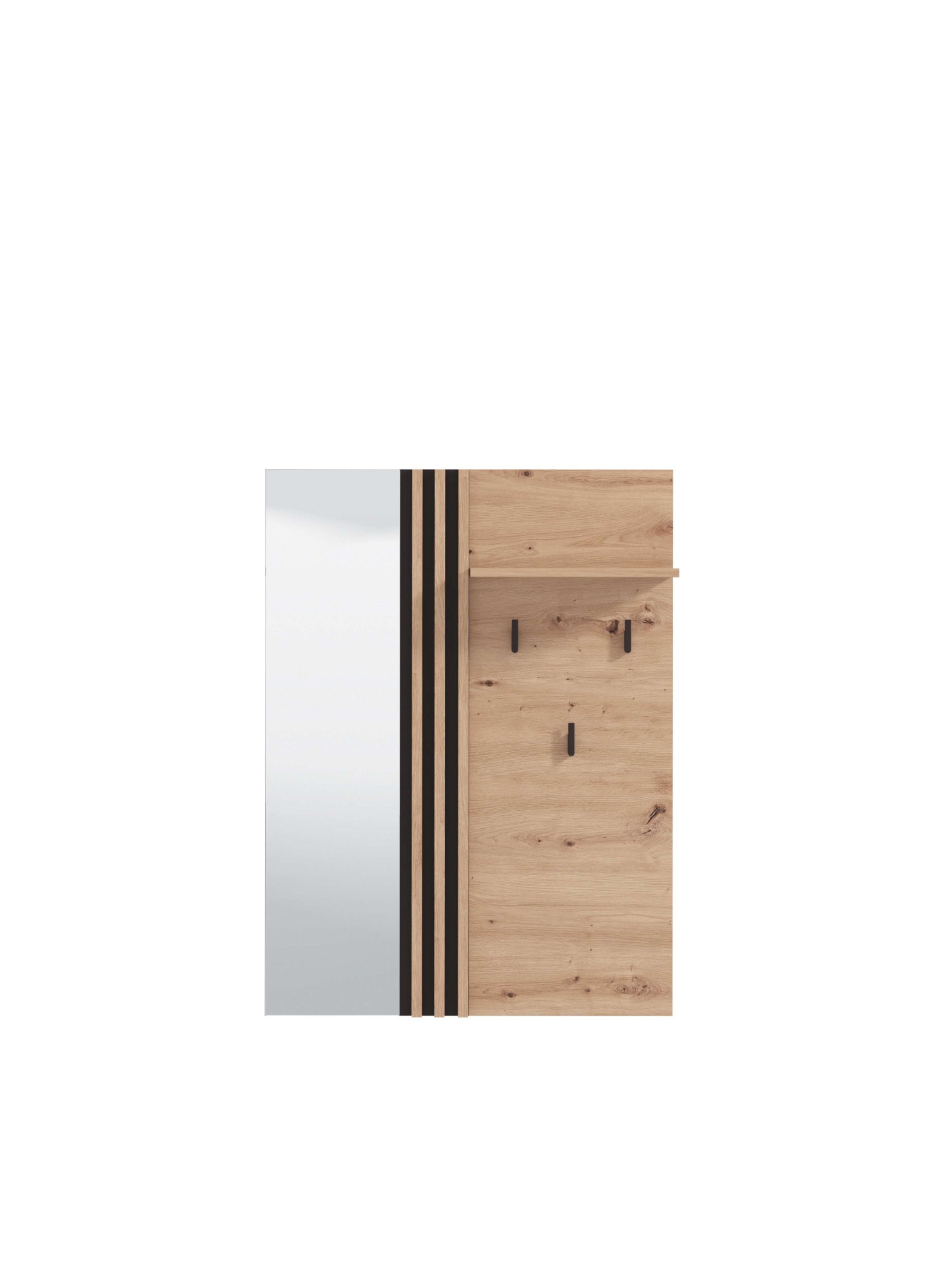 Home affaire Garderobenpaneel »LAVAL, Wandregal Wandpaneel, Wandgarderobe praktisch & stillvoll« mit 3 Kleiderhaken, Spiegel und Ablage für Accessoires, Breite 76 cm