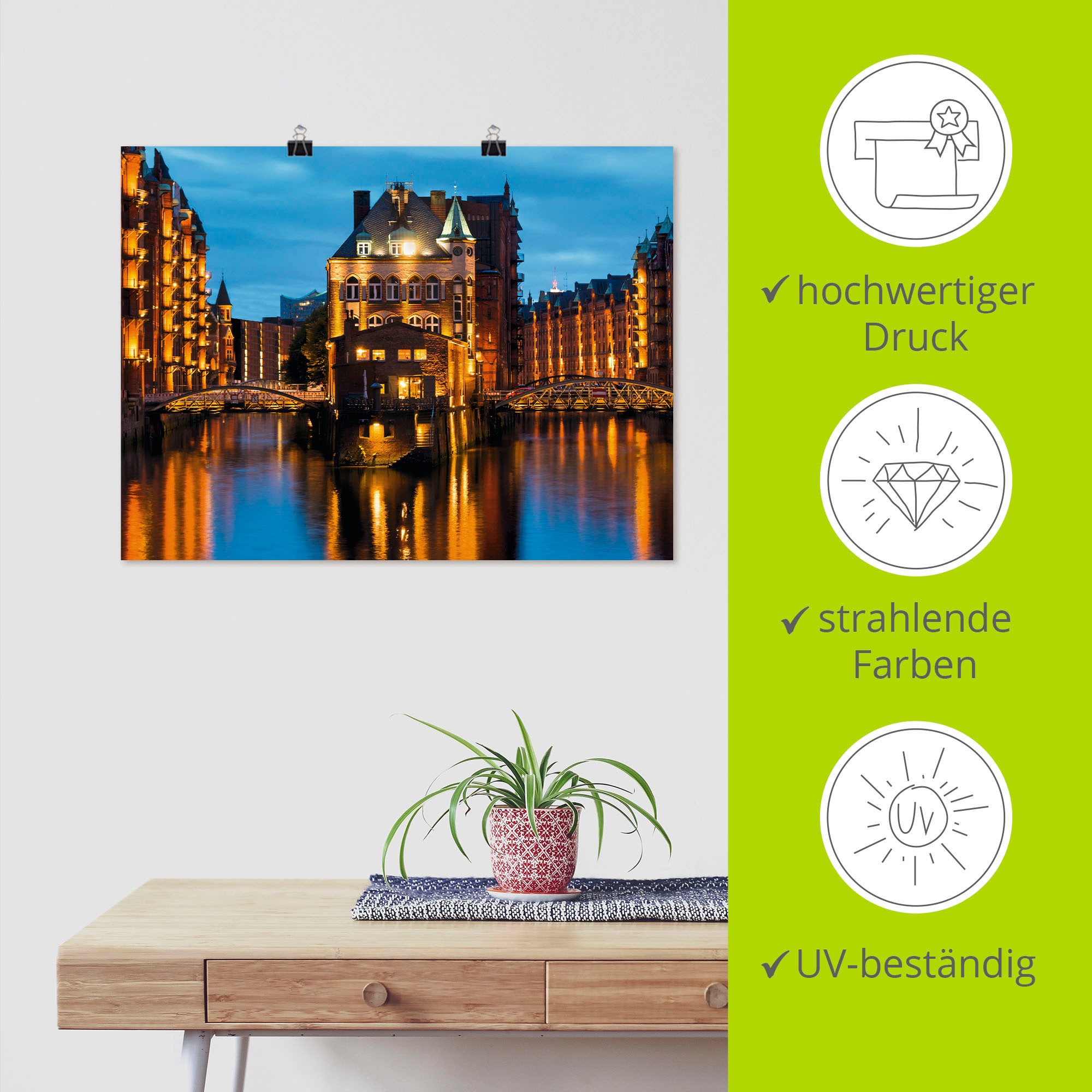Artland Wandbild »Teil der alten Speicherstadt in Hamburg«, Deutschland, (1 St.), als Leinwandbild, Poster, Wandaufkleber in verschied. Größen