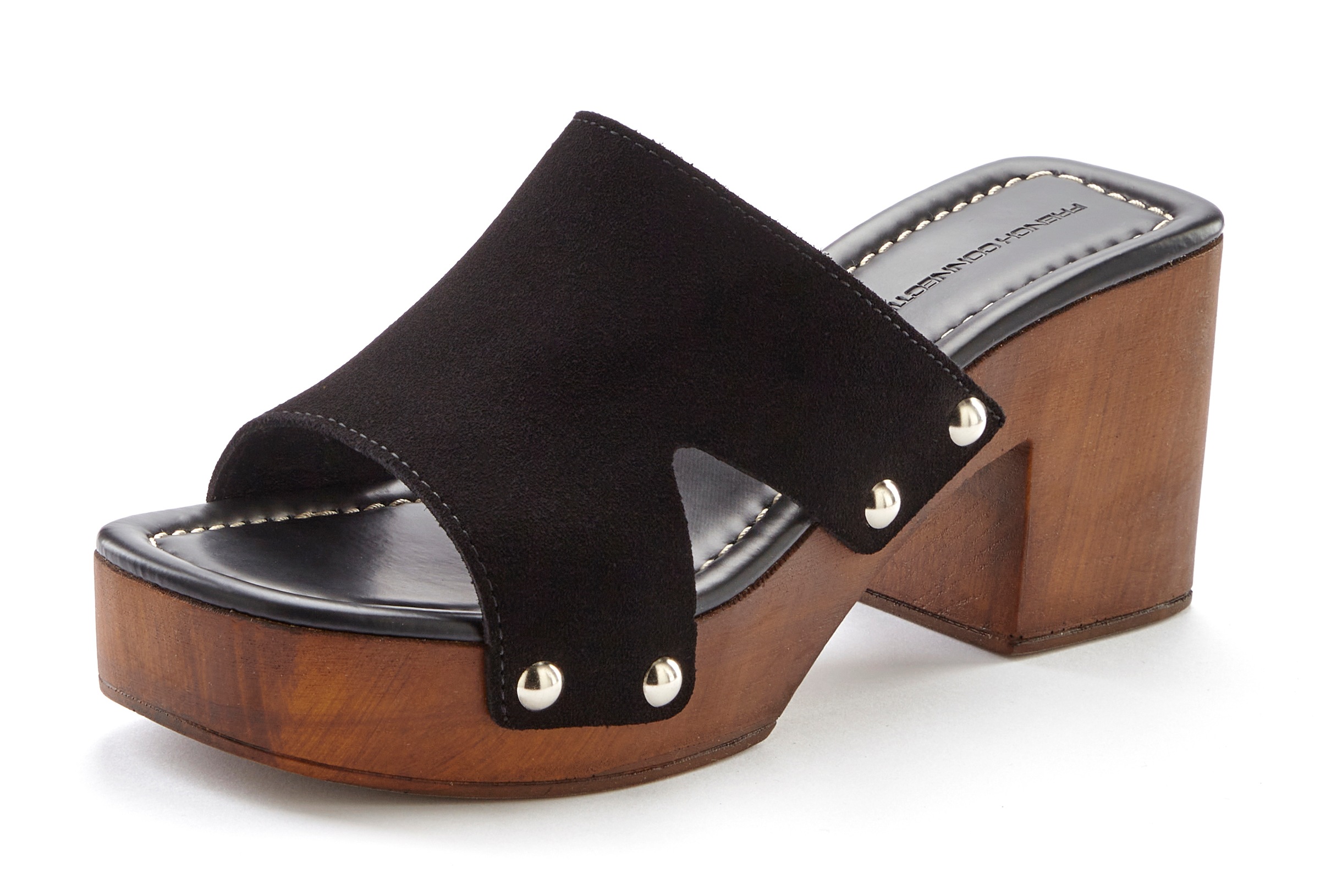 French Connection Pantolette, Mule, Sandale, offener Schuh aus Leder mit Bl günstig online kaufen